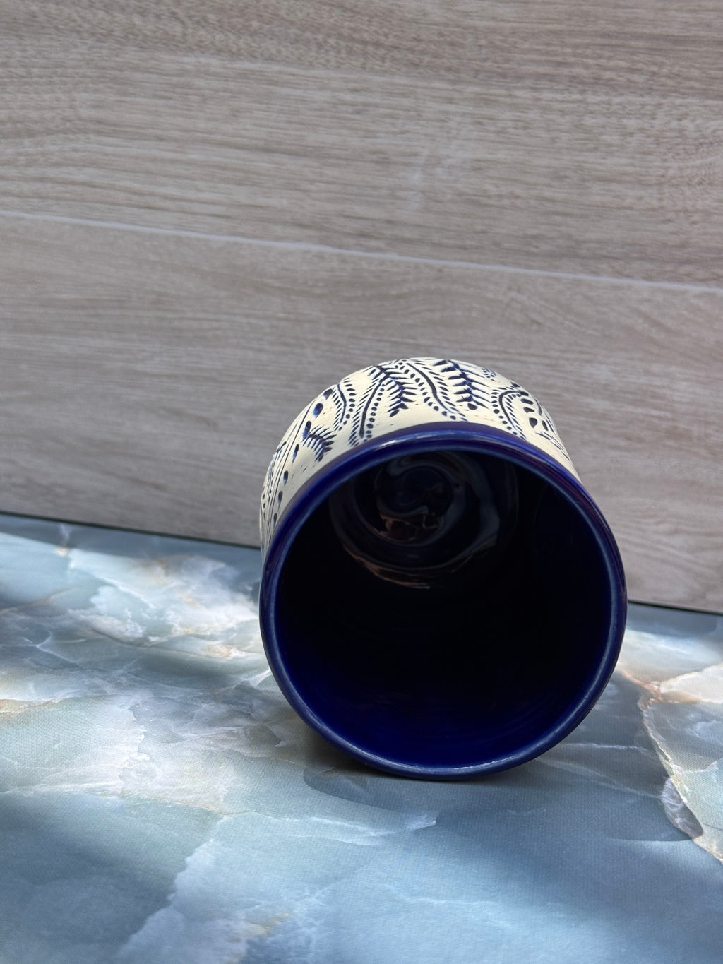 Thumbprint Tumbler - Cobalt Ferns 2