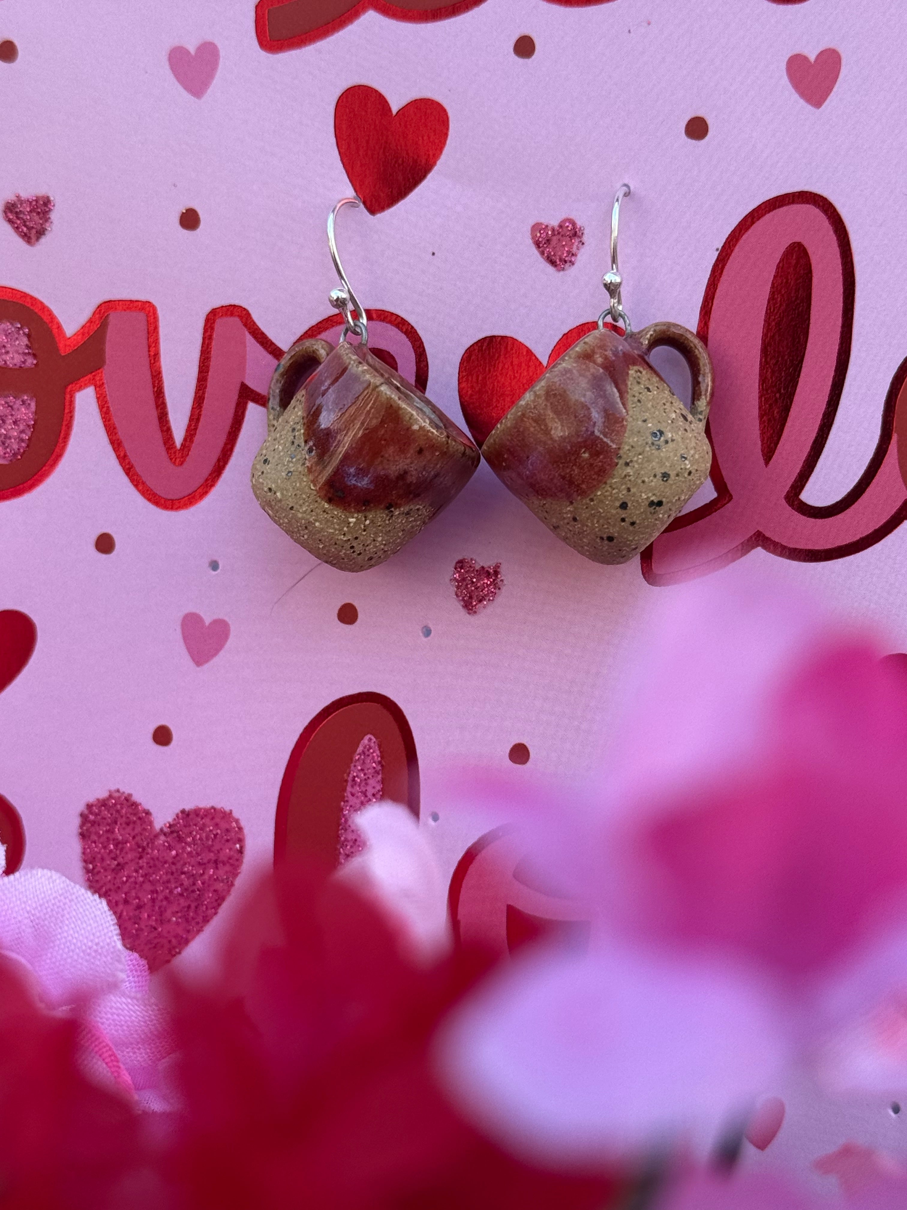 Speckled Stoneware Mini Mug Earrings
