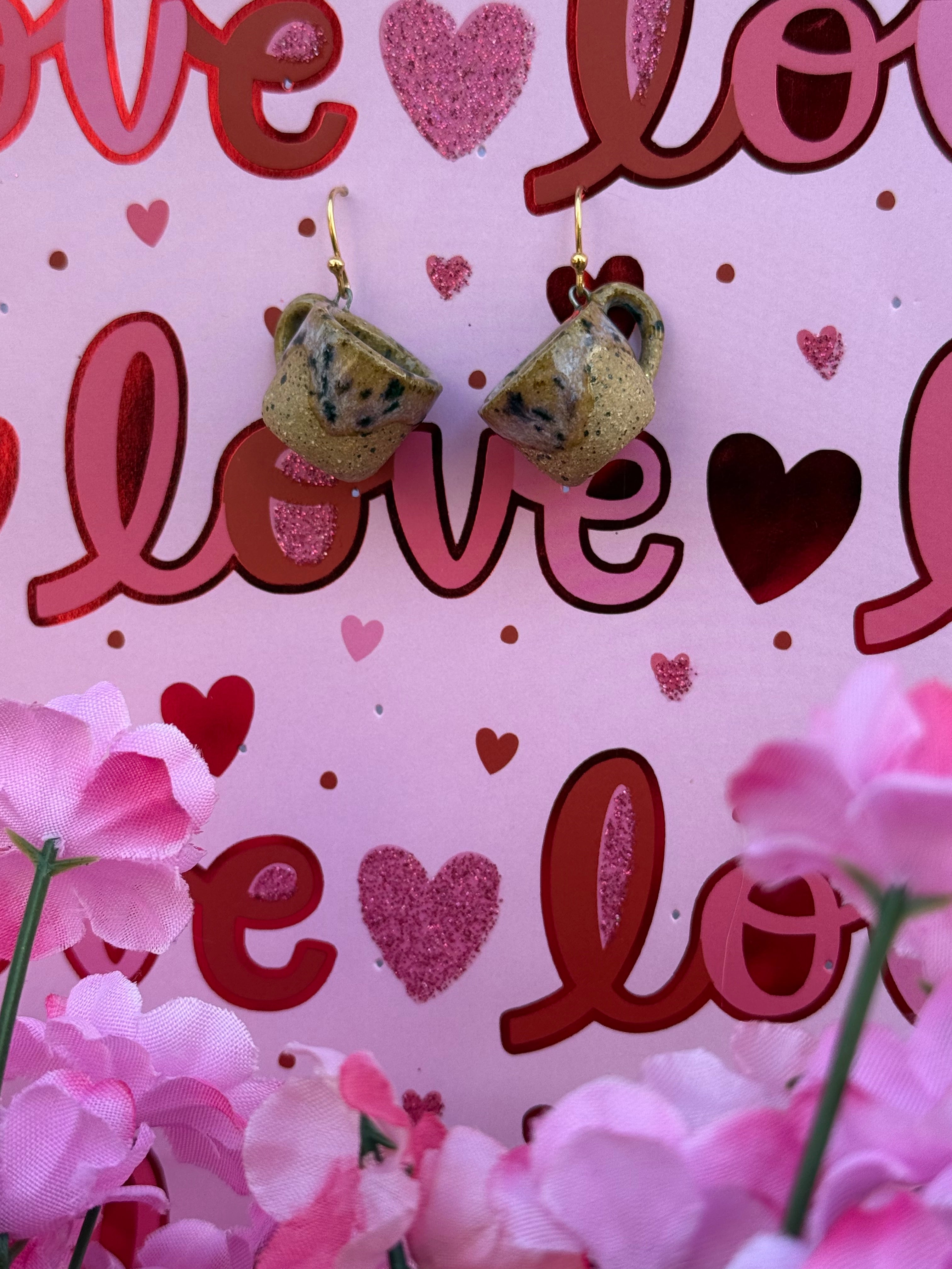 Speckled Stoneware Mini Mug Earrings