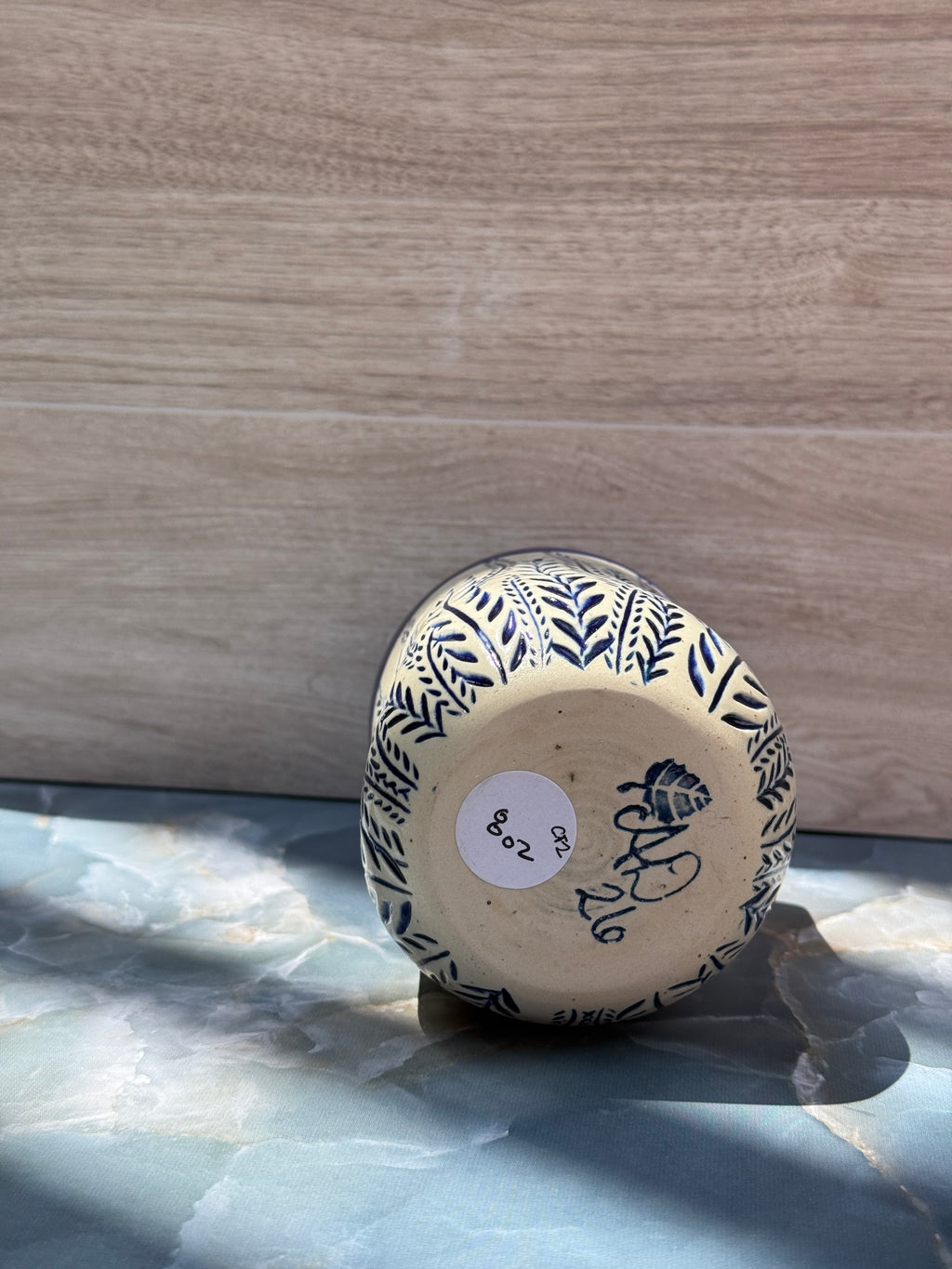 Thumbprint Tumbler - Cobalt Ferns 2