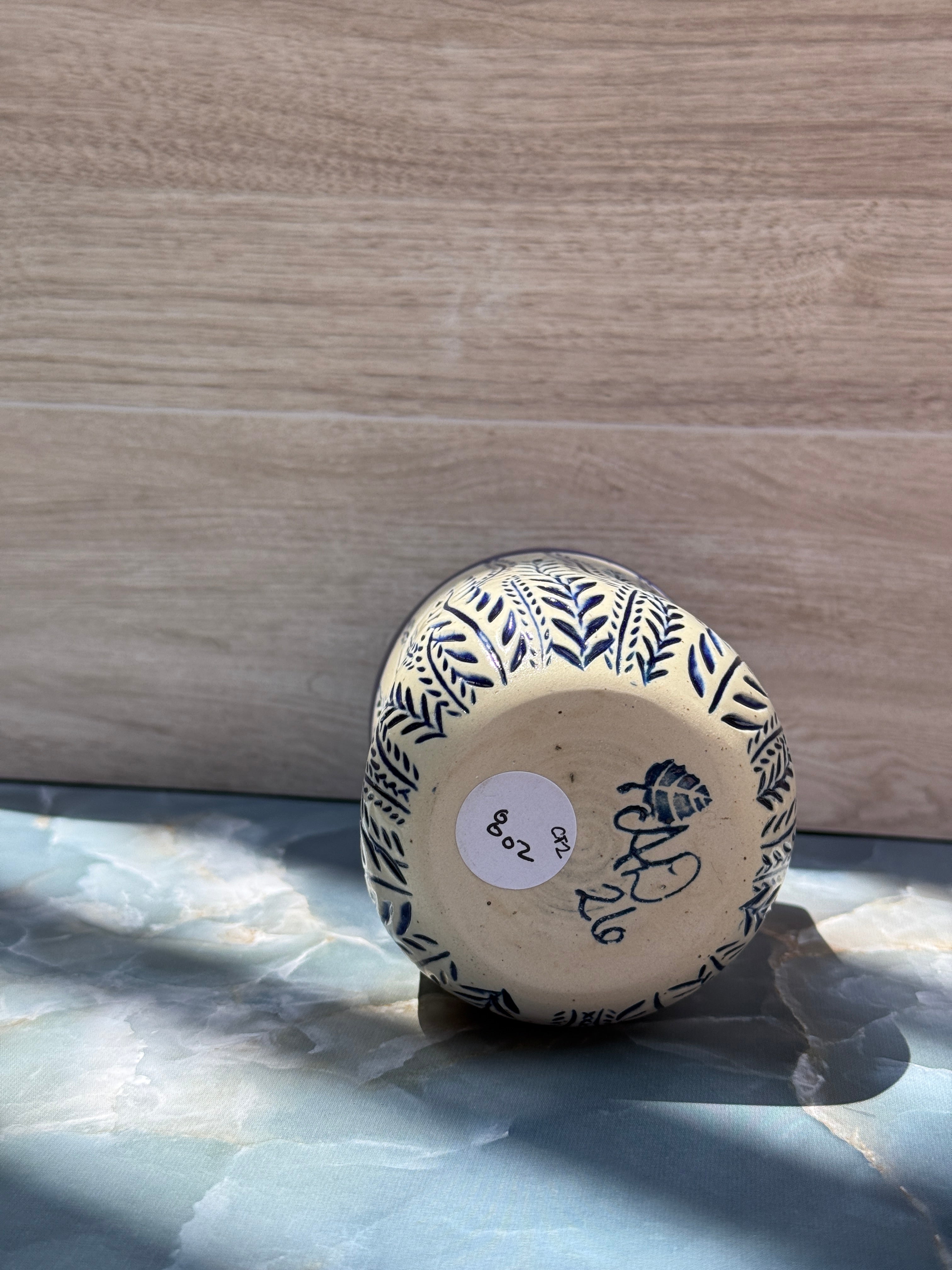 Thumbprint Tumbler - Cobalt Ferns 2