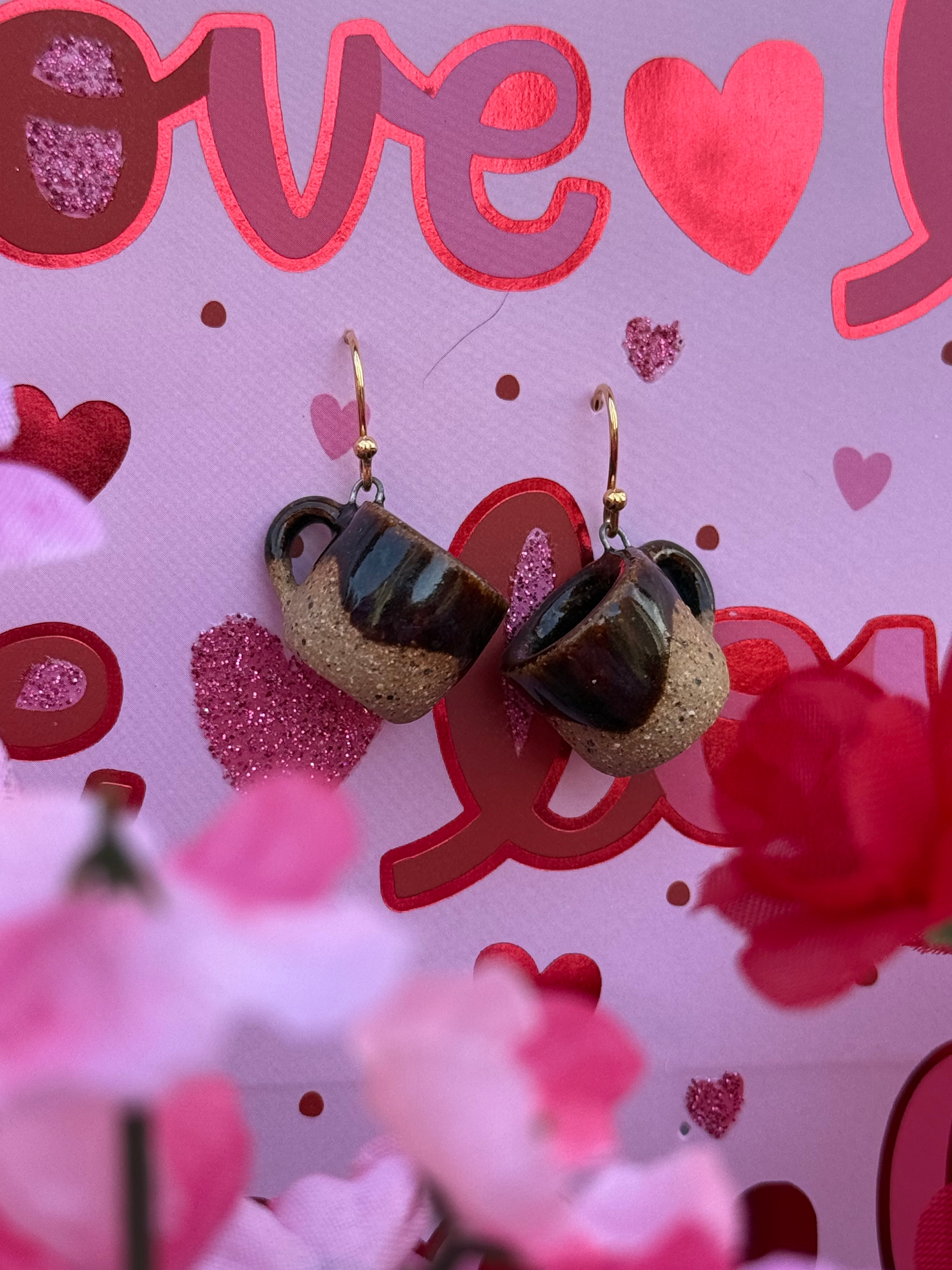 Speckled Stoneware Mini Mug Earrings