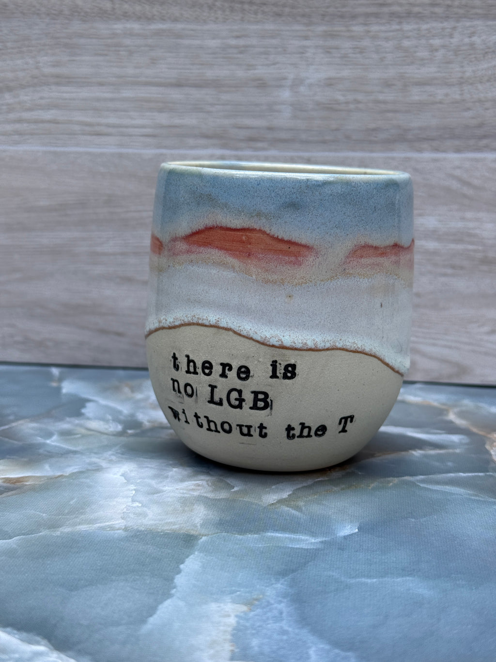 Trans Pride Thumbprint Tumbler - there is no LGB with the T