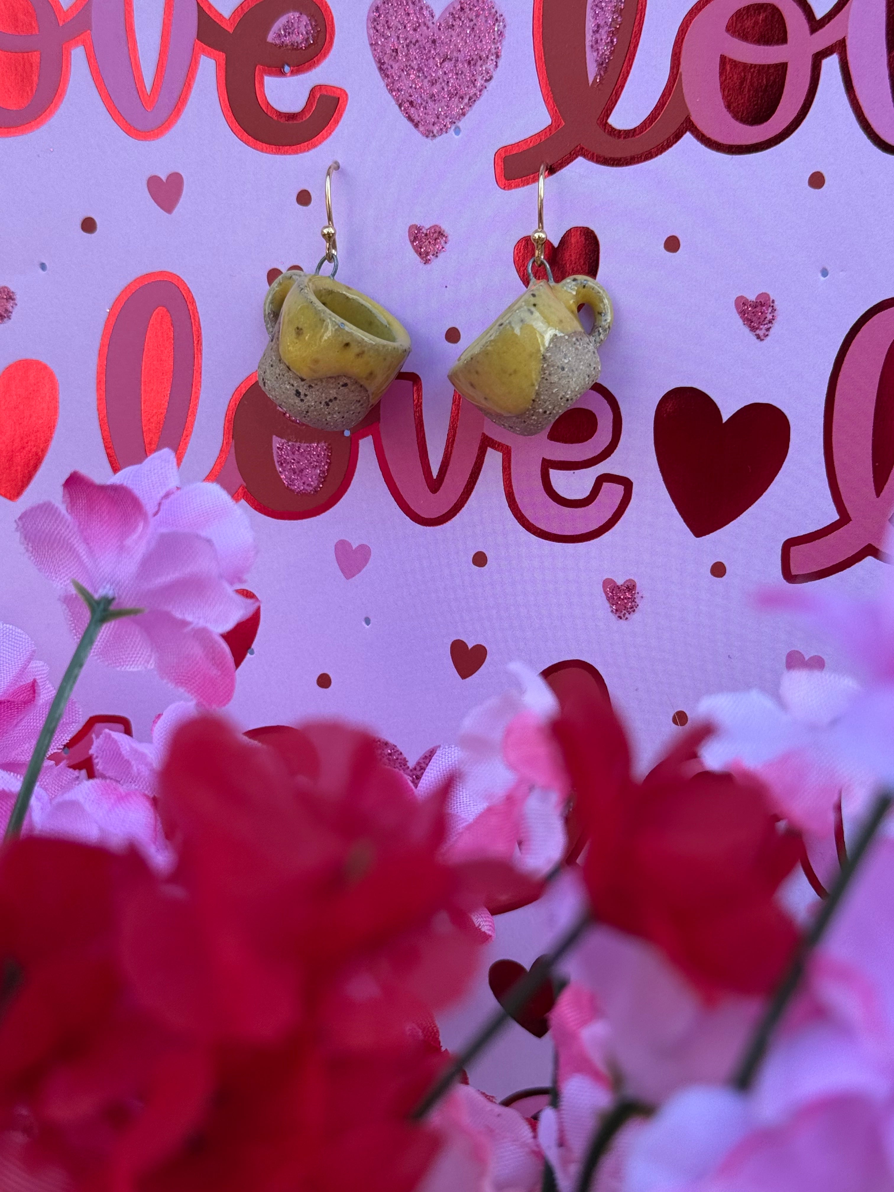 Speckled Stoneware Mini Mug Earrings
