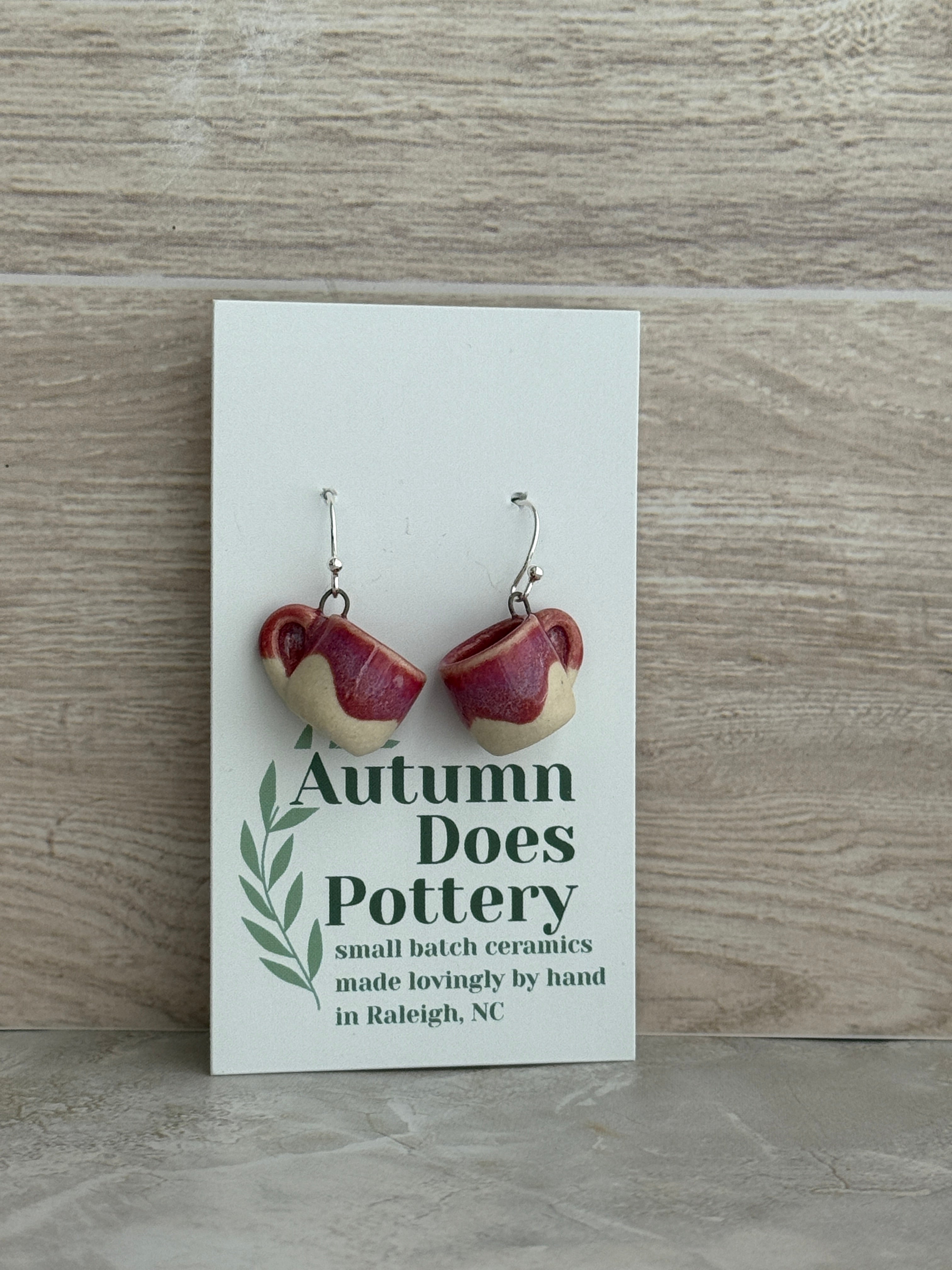 Raspberry Dreams White Clay Mini Mug Earrings