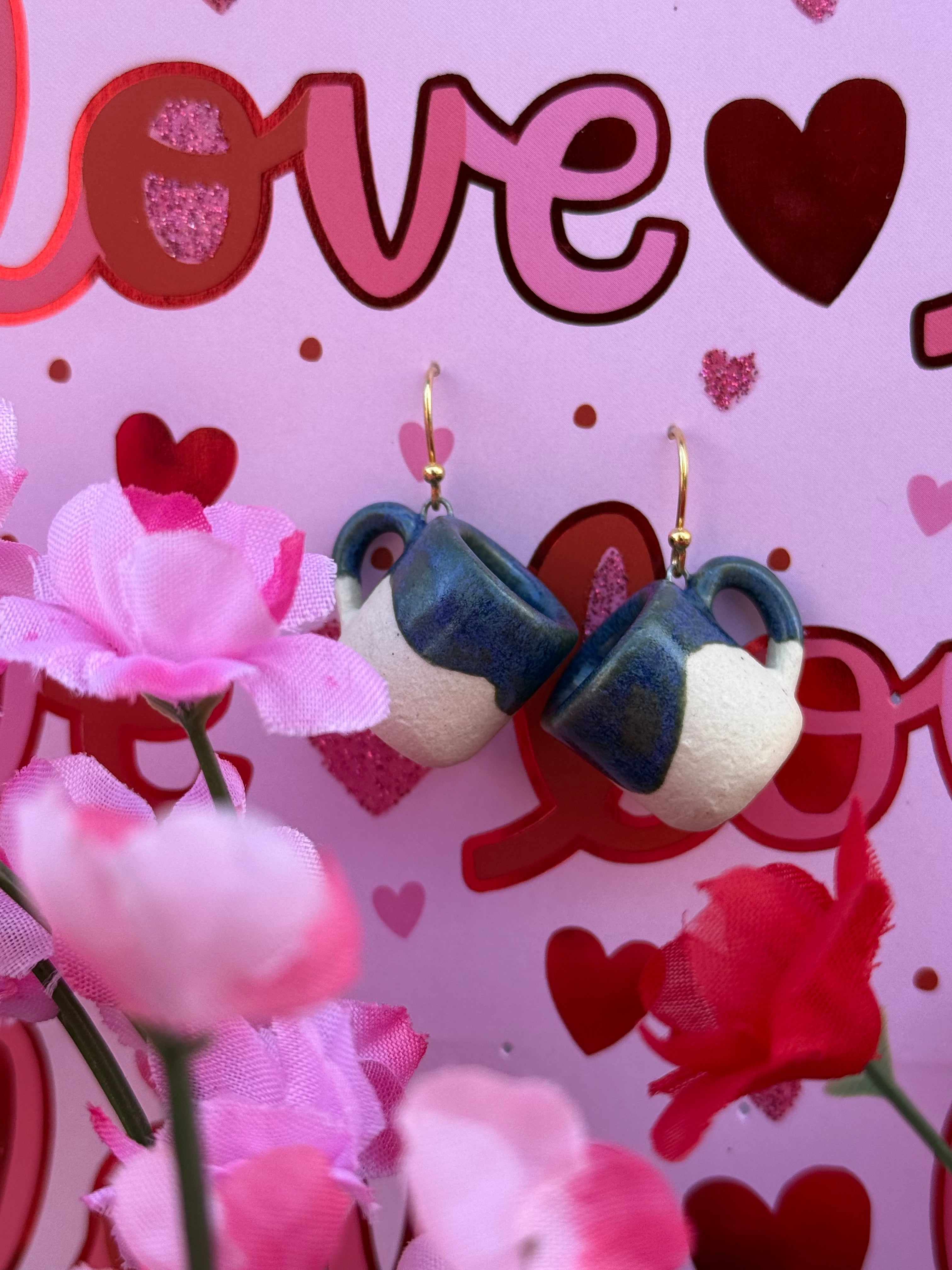 White Stoneware Mini Mug Earrings