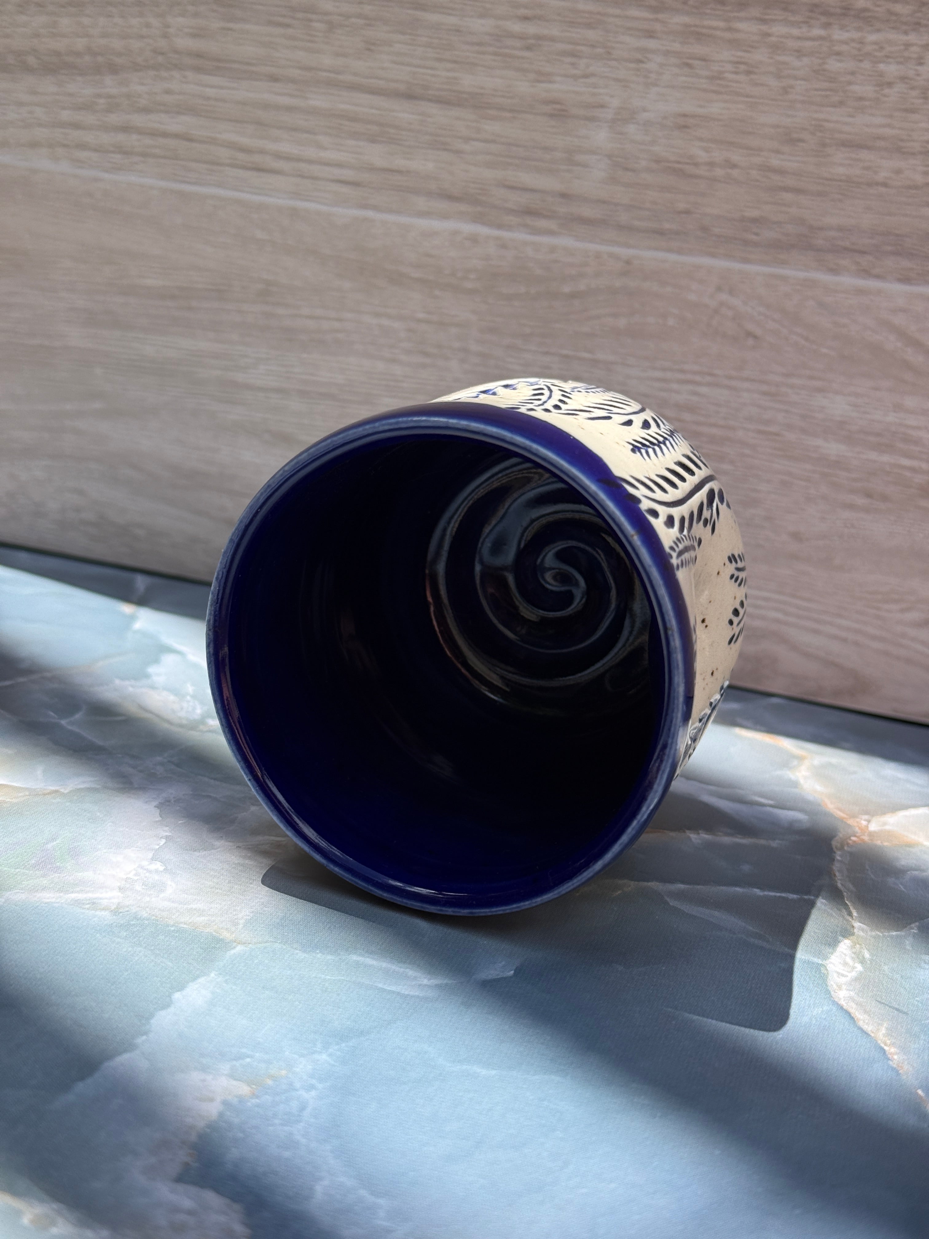 Thumbprint Tumbler - Cobalt Ferns 3