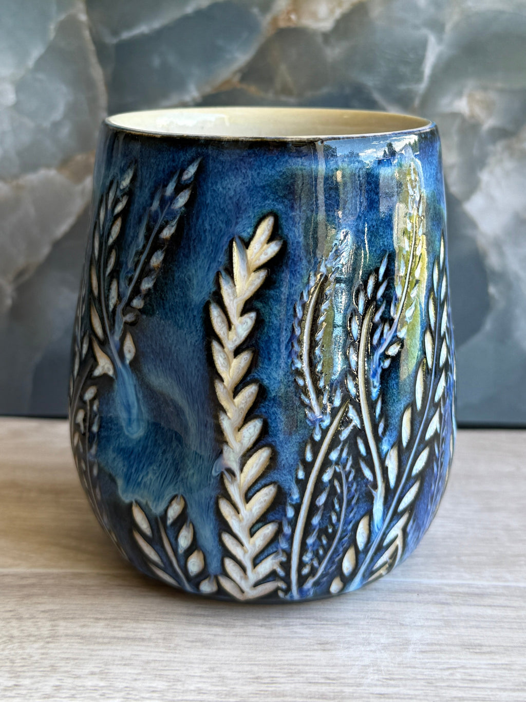 Thumbprint Tumbler - Blue Pearl Ferns 1