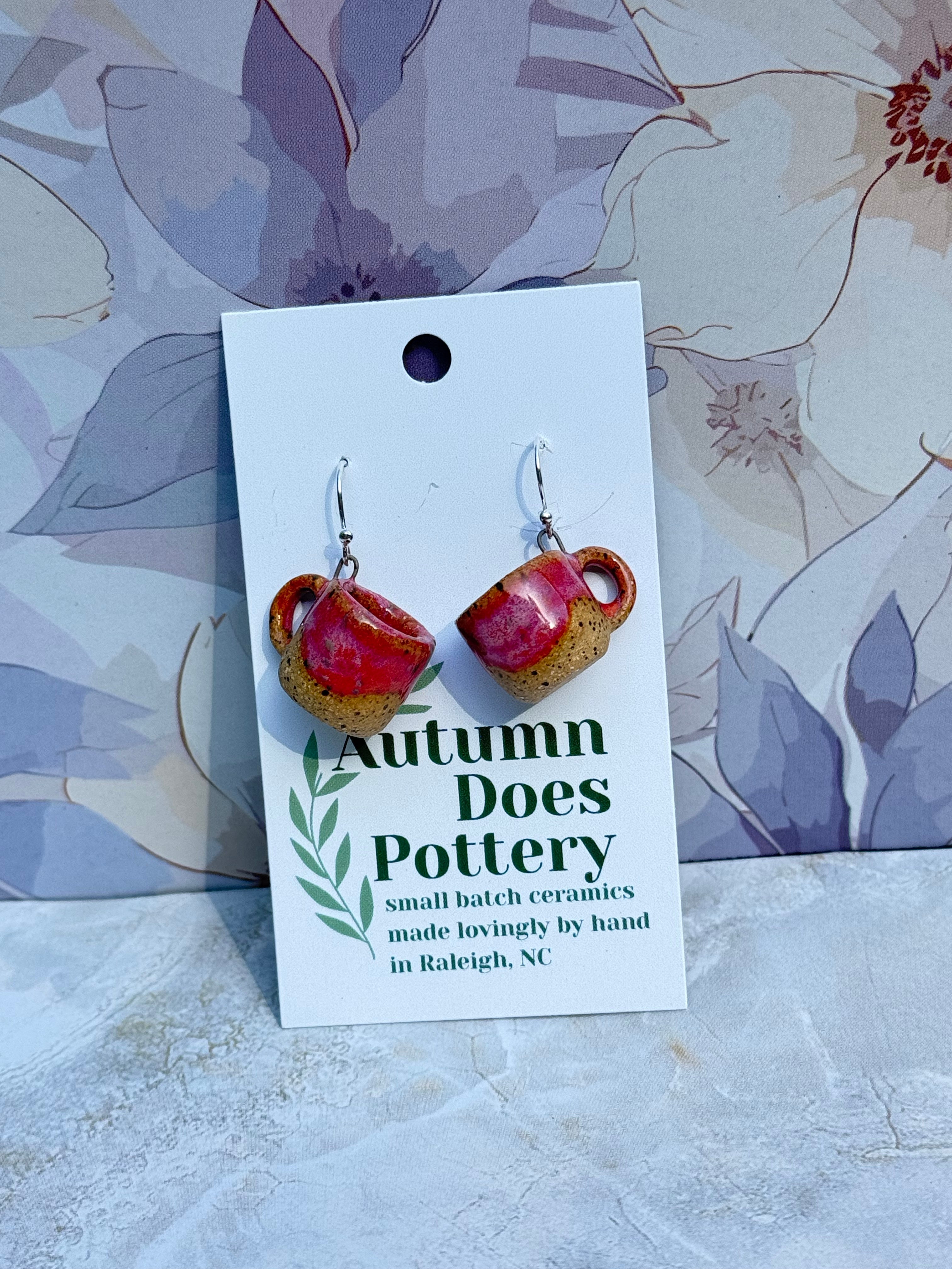 Raspberry Dreams Speckled Mini Mug Earrings