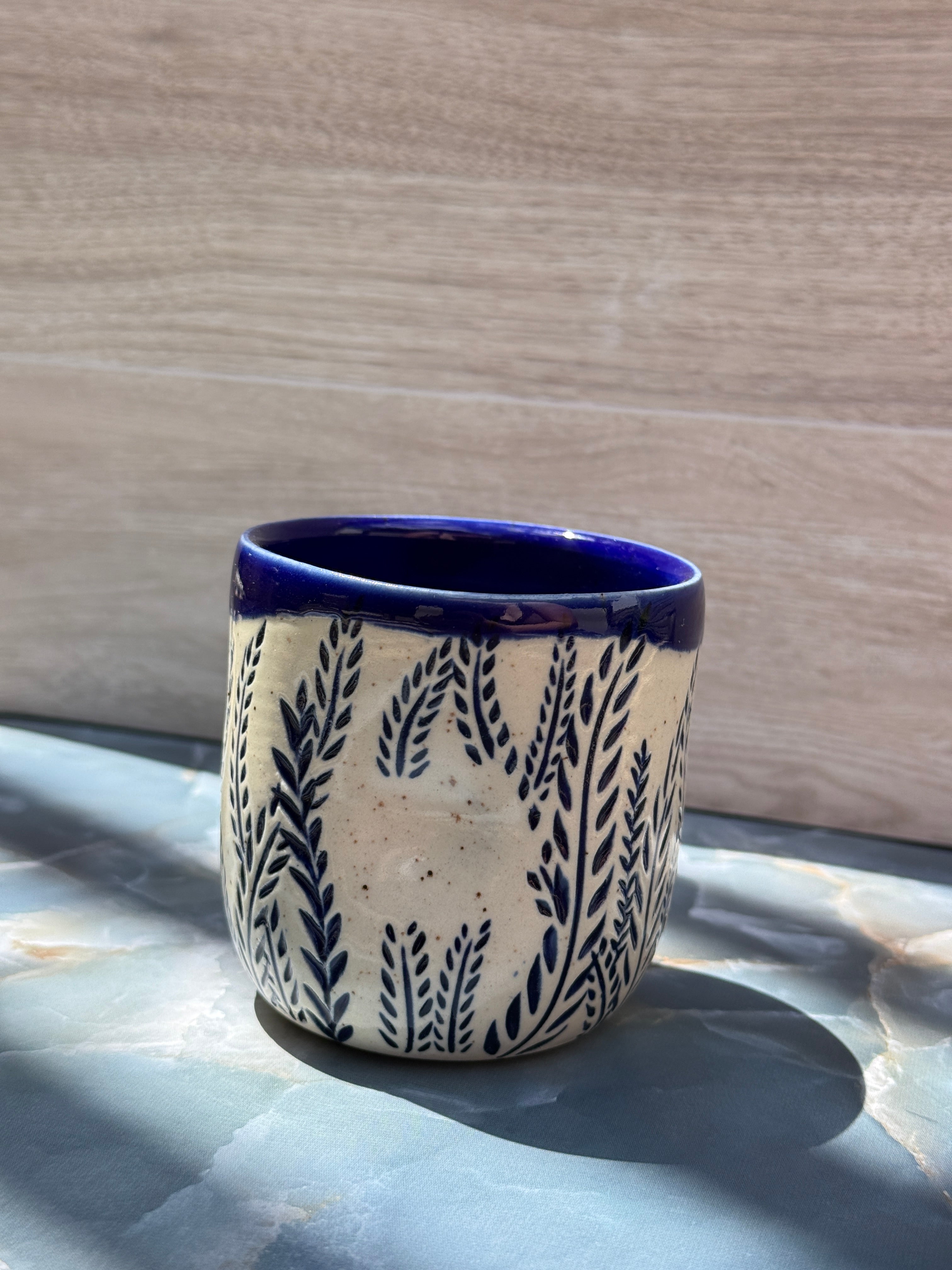 Thumbprint Tumbler - Cobalt Ferns 3