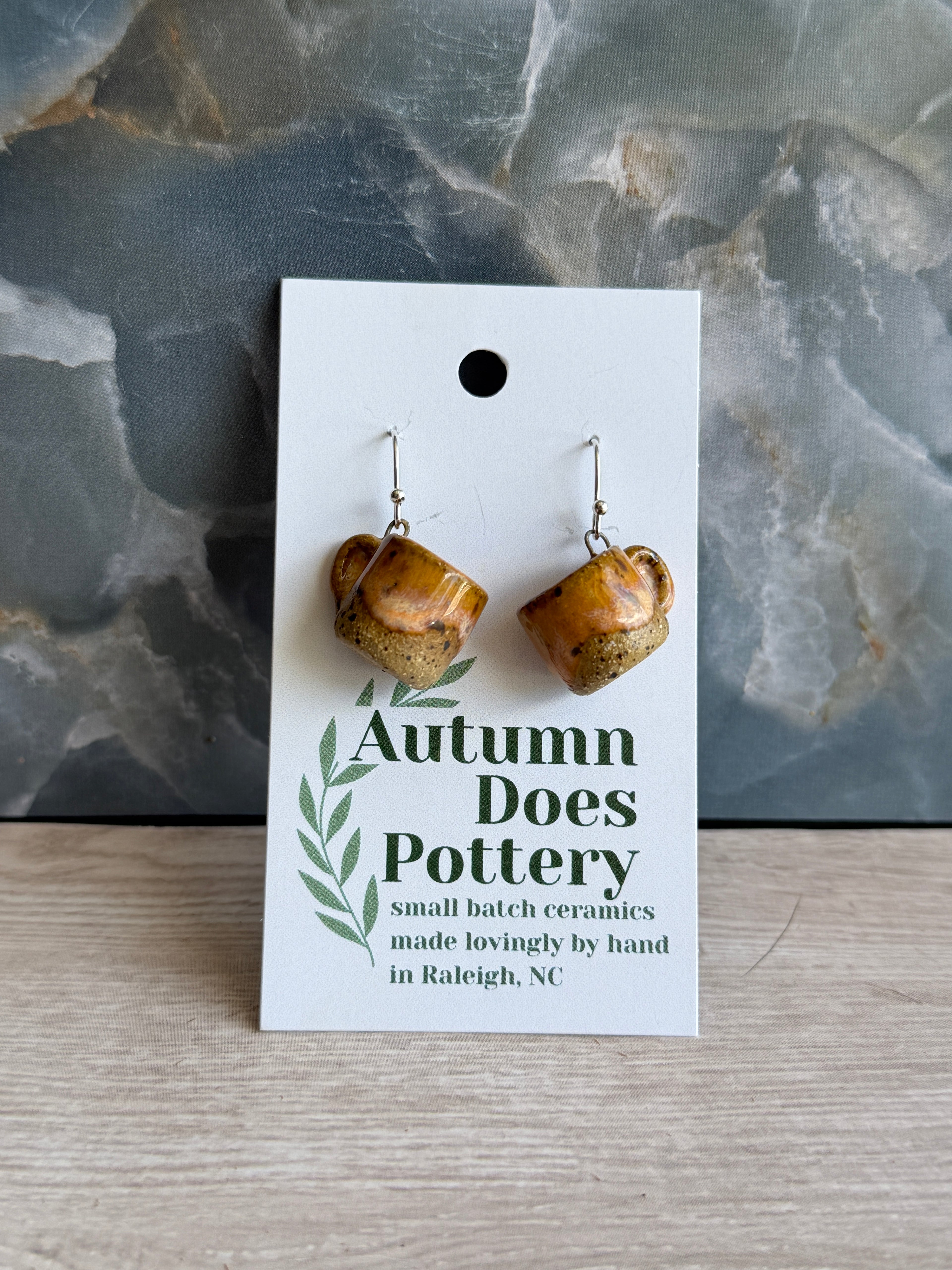 Peachy Dreams Speckled Mini Mug Earrings