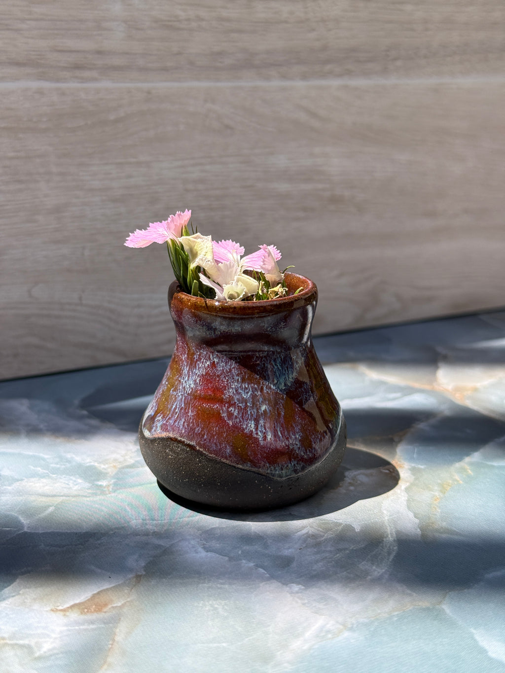 Bud Vase - Purple/Blue on Dark Clay