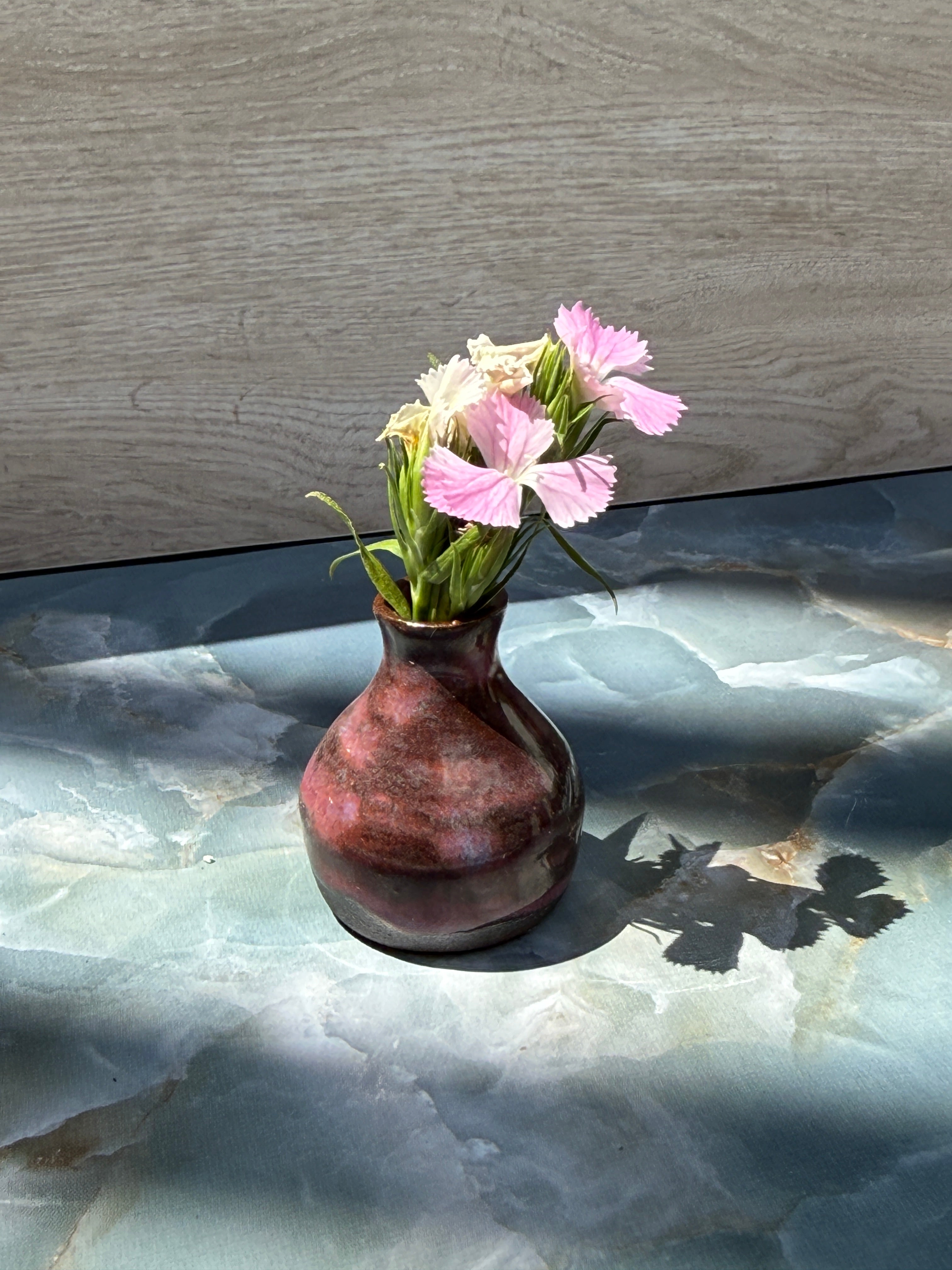Bud Vase - Pink on Dark Clay
