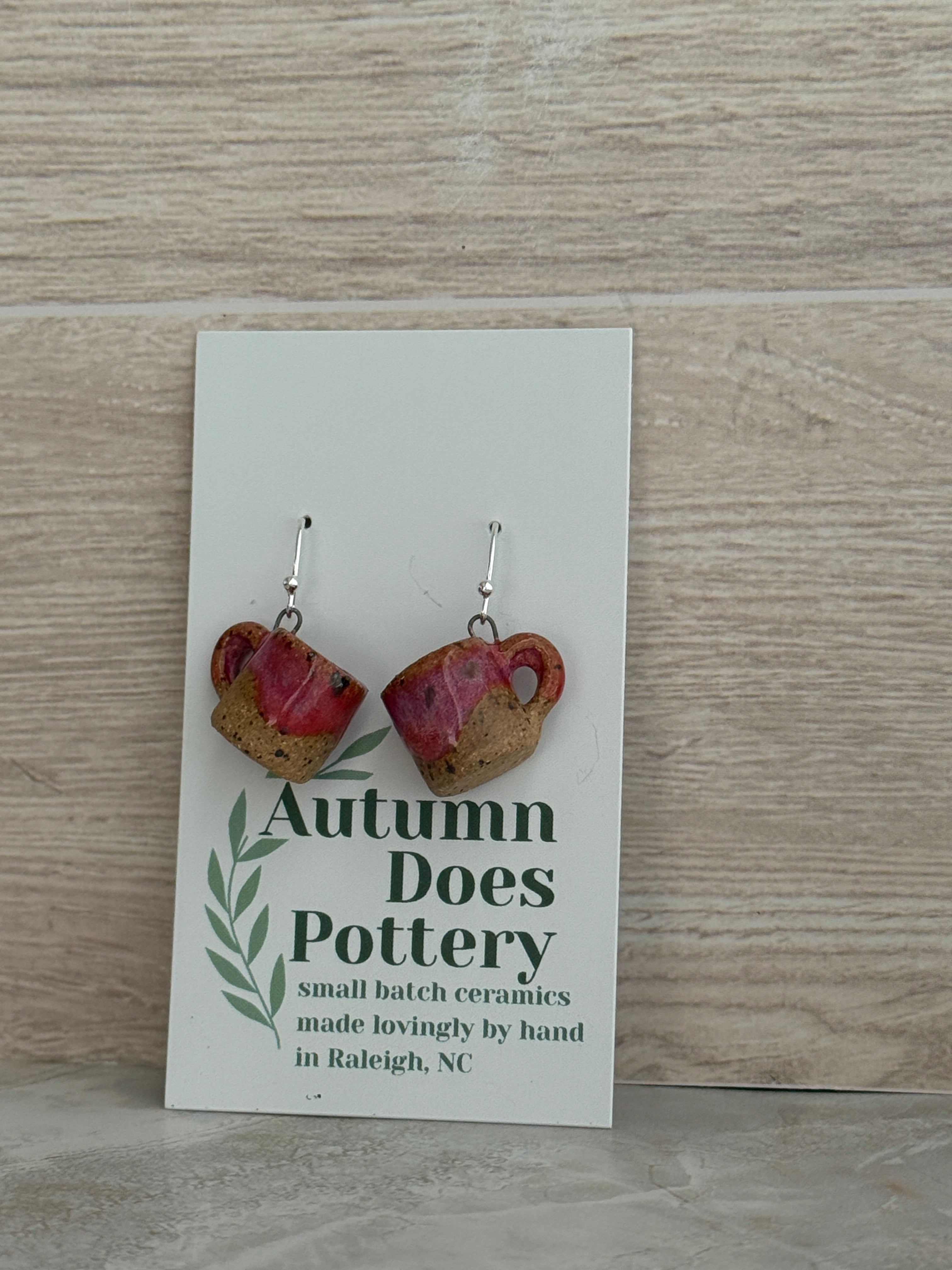 Raspberry Dreams Speckled Mini Mug Earrings