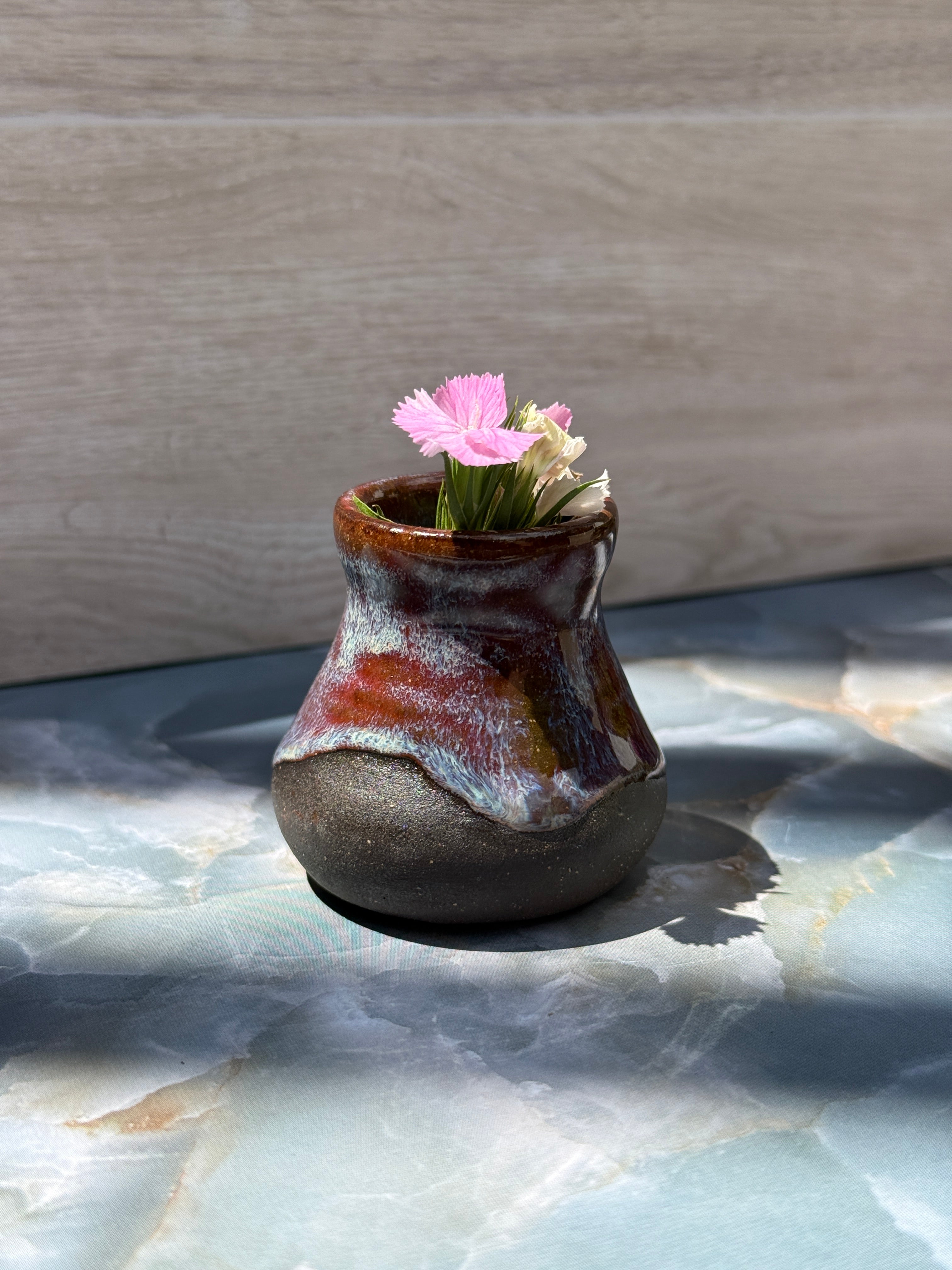Bud Vase - Purple/Blue on Dark Clay