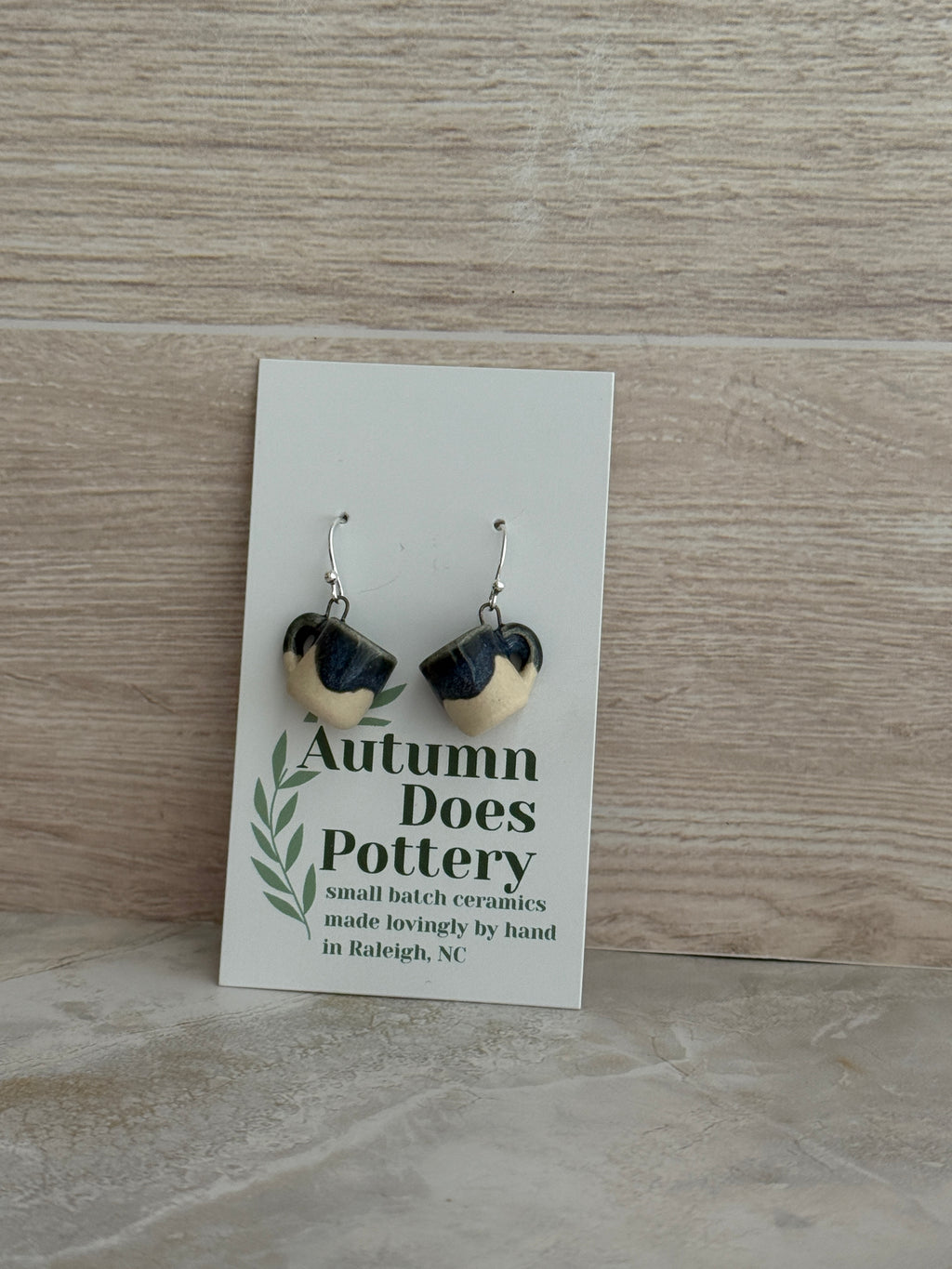 Bayou Blue Dreams White Clay Mini Mug Earrings