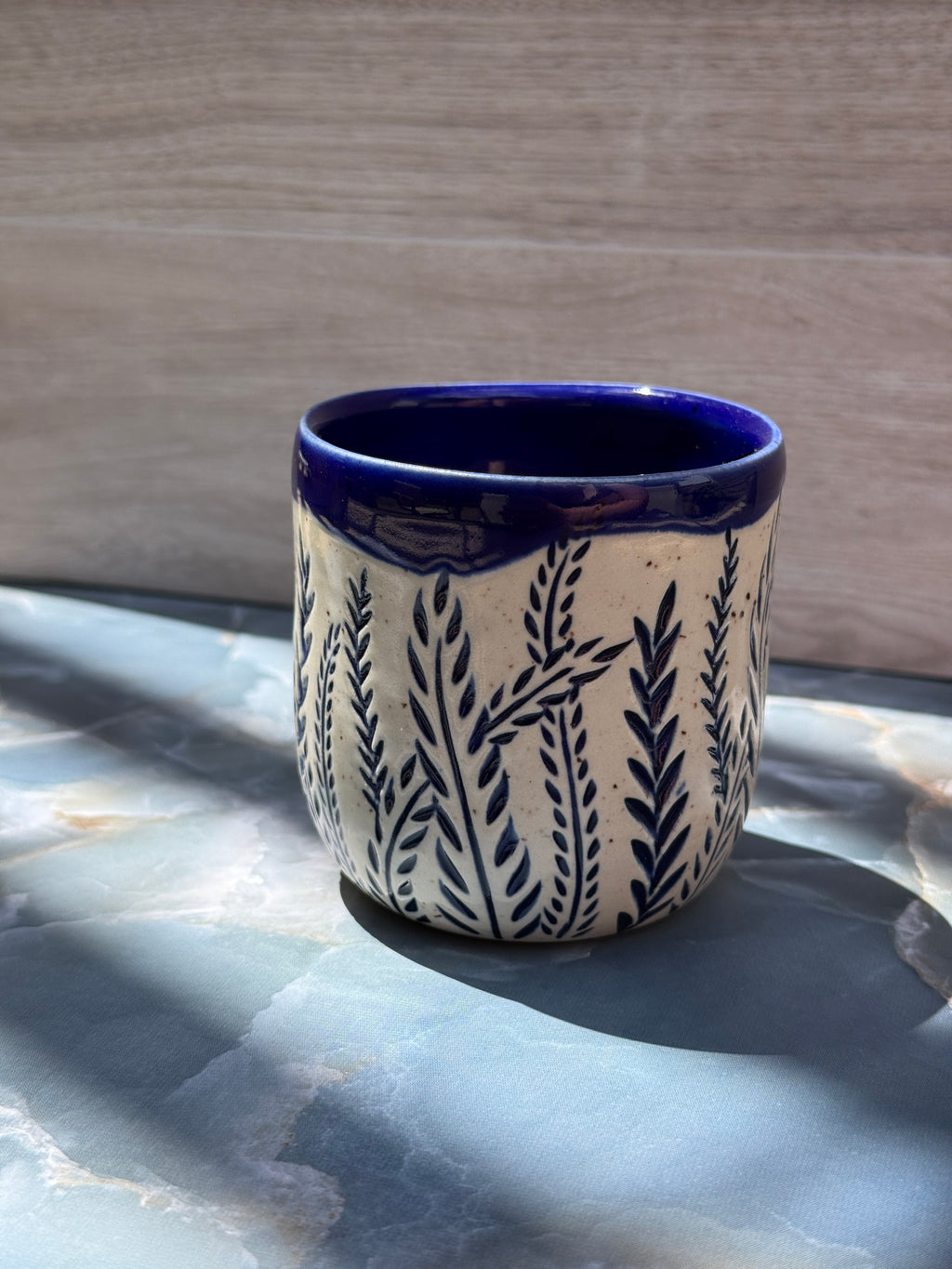 Thumbprint Tumbler - Cobalt Ferns 3