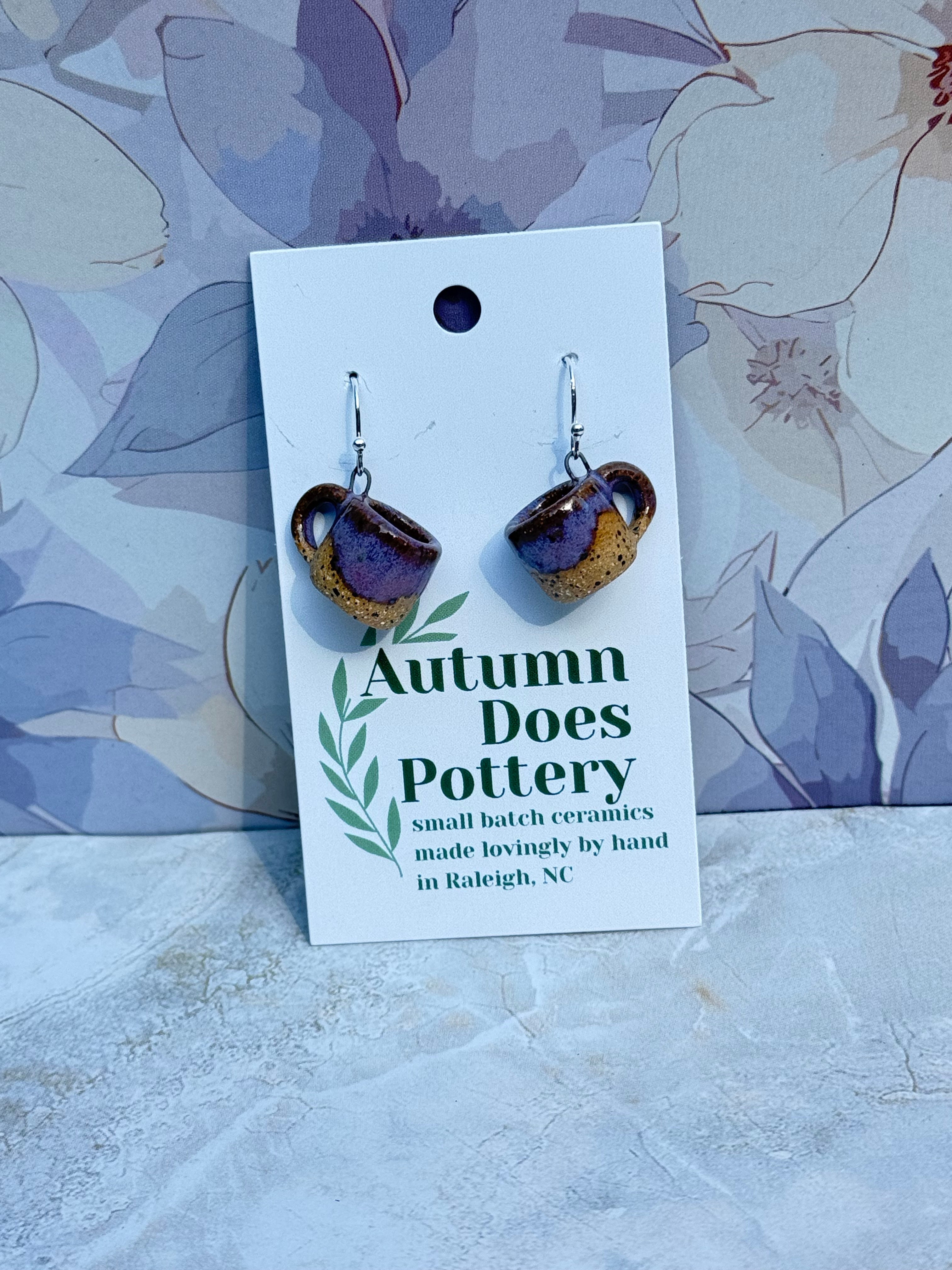 Amethyst Dreams Speckled Mini Mug Earrings