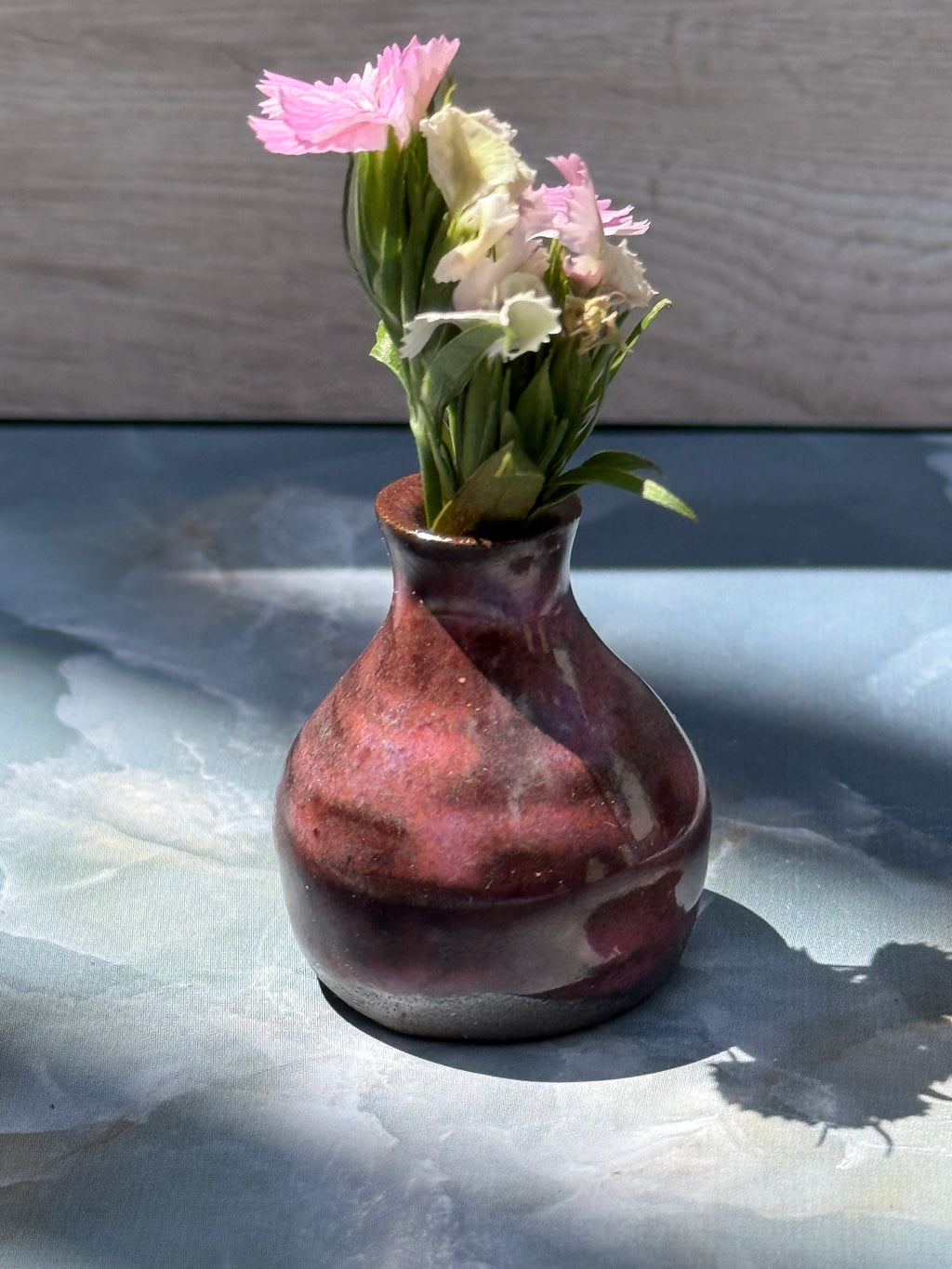 Bud Vase - Pink on Dark Clay