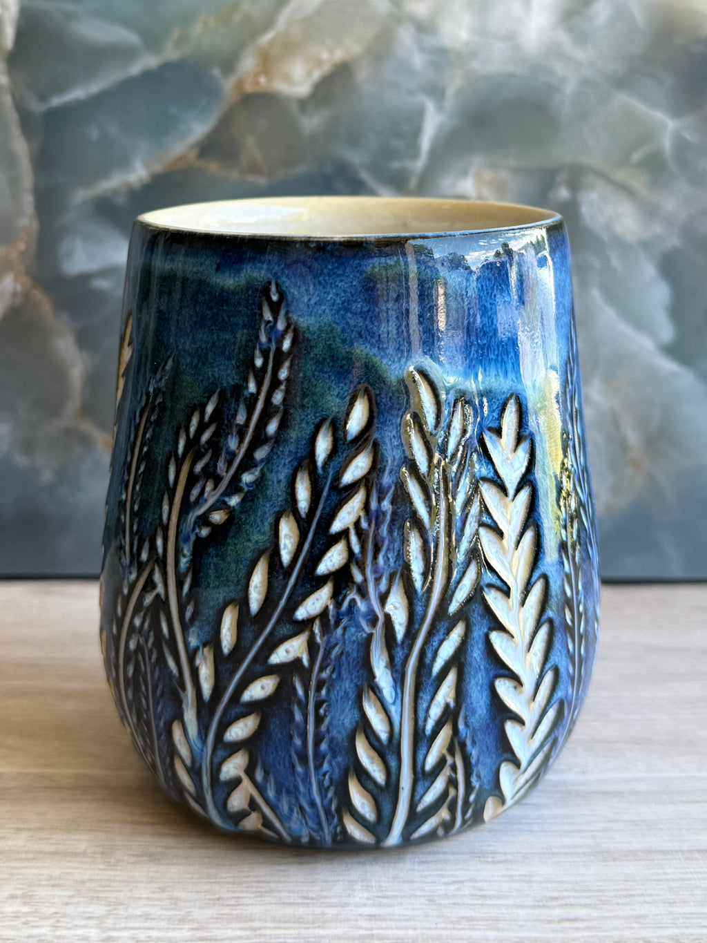 Thumbprint Tumbler - Blue Pearl Ferns 1