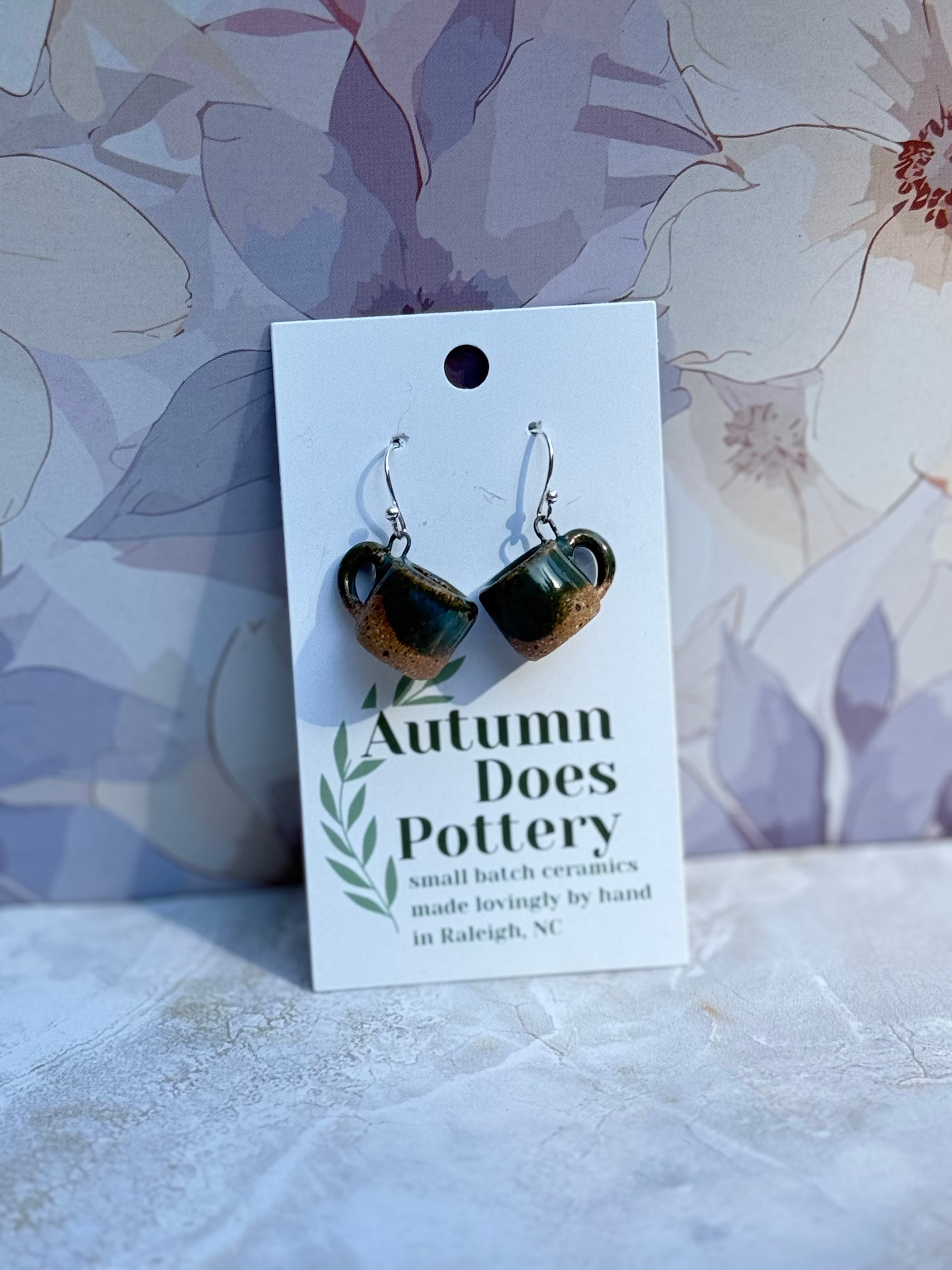 Tropical Teal Dreams Mini Mug Earrings