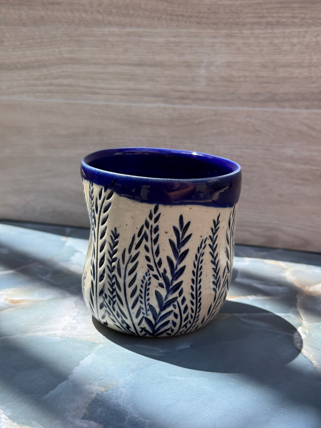 Thumbprint Tumbler - Cobalt Ferns 3