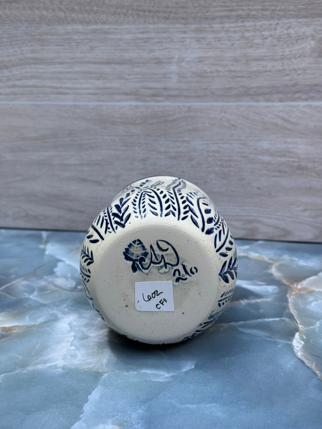 Thumbprint Tumbler - Cobalt Ferns 1
