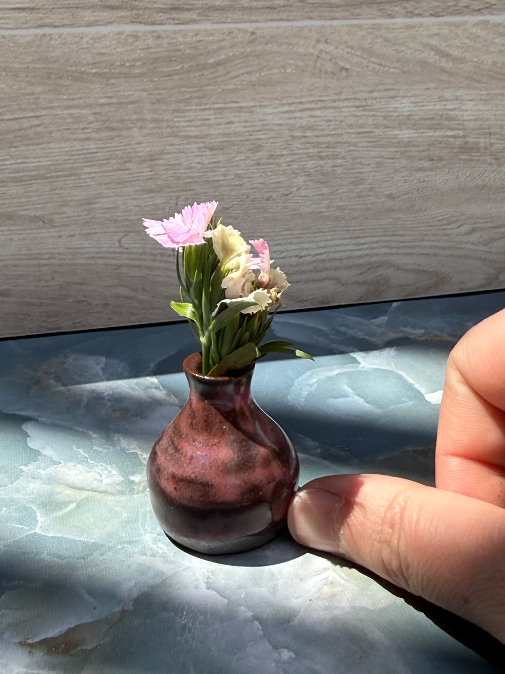 Bud Vase - Pink on Dark Clay