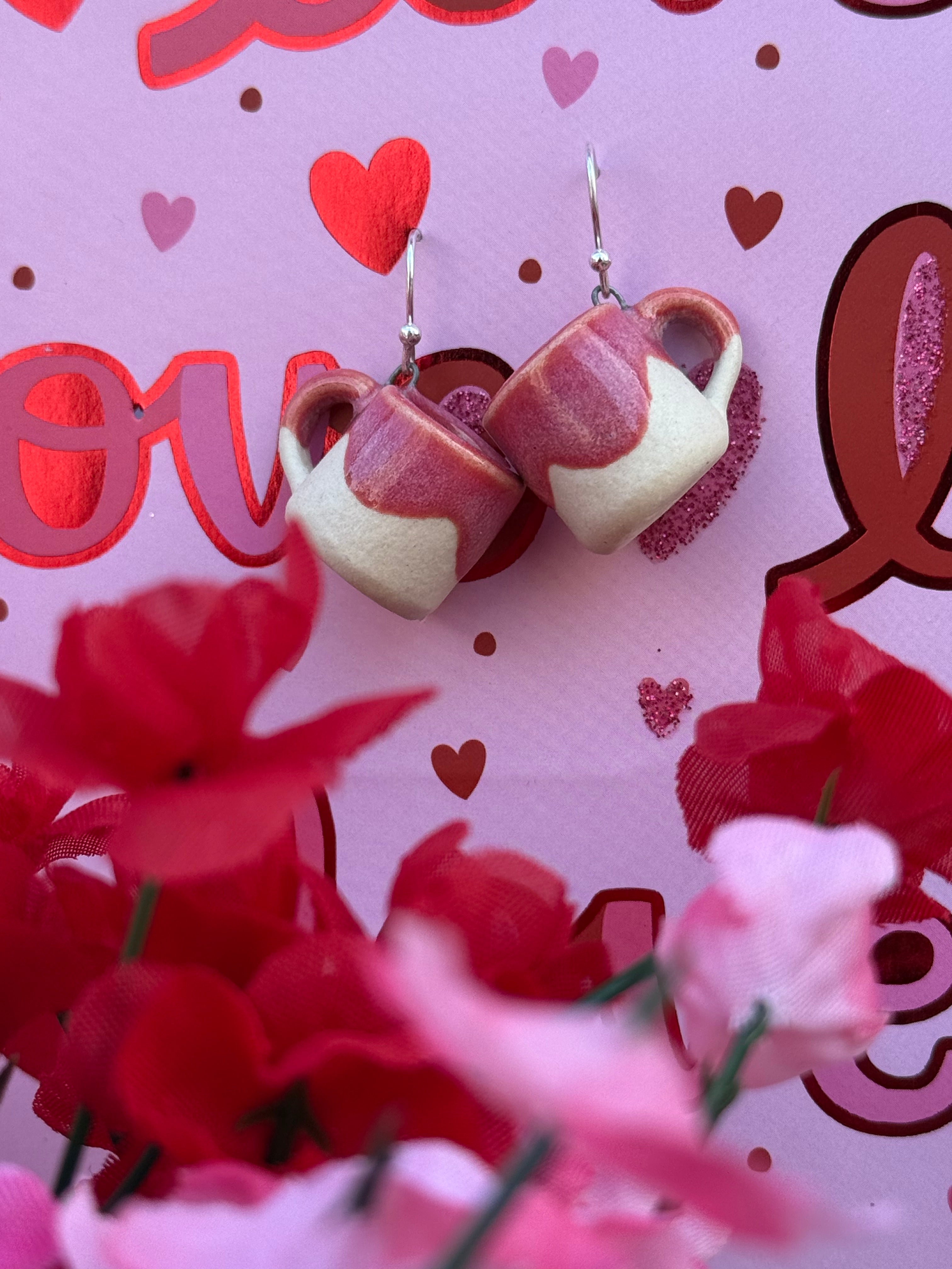 White Stoneware Mini Mug Earrings