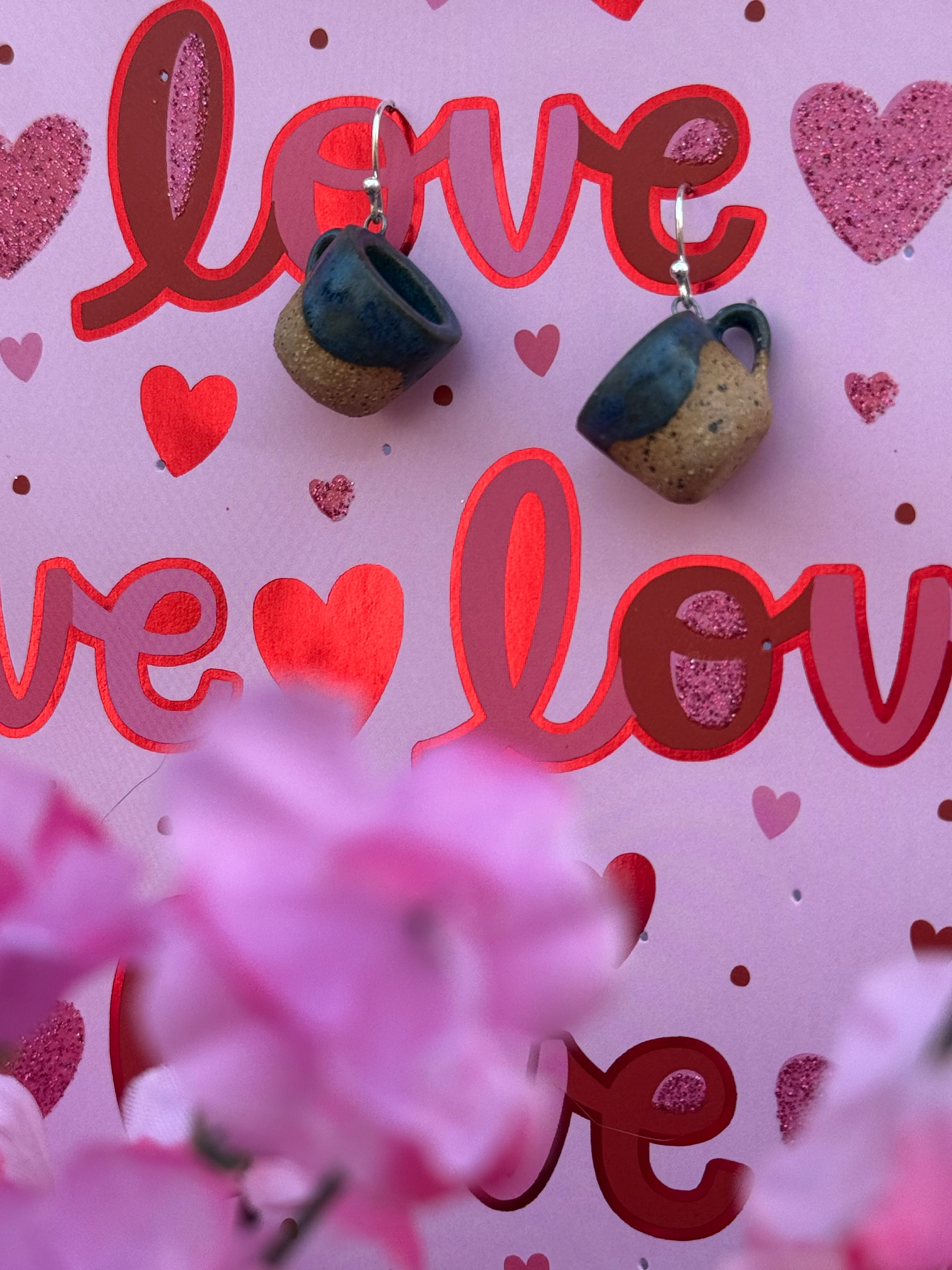 Speckled Stoneware Mini Mug Earrings