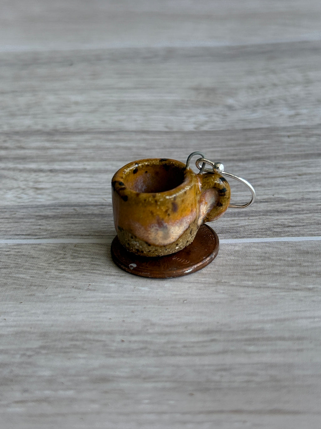 Peachy Dreams Speckled Mini Mug Earrings