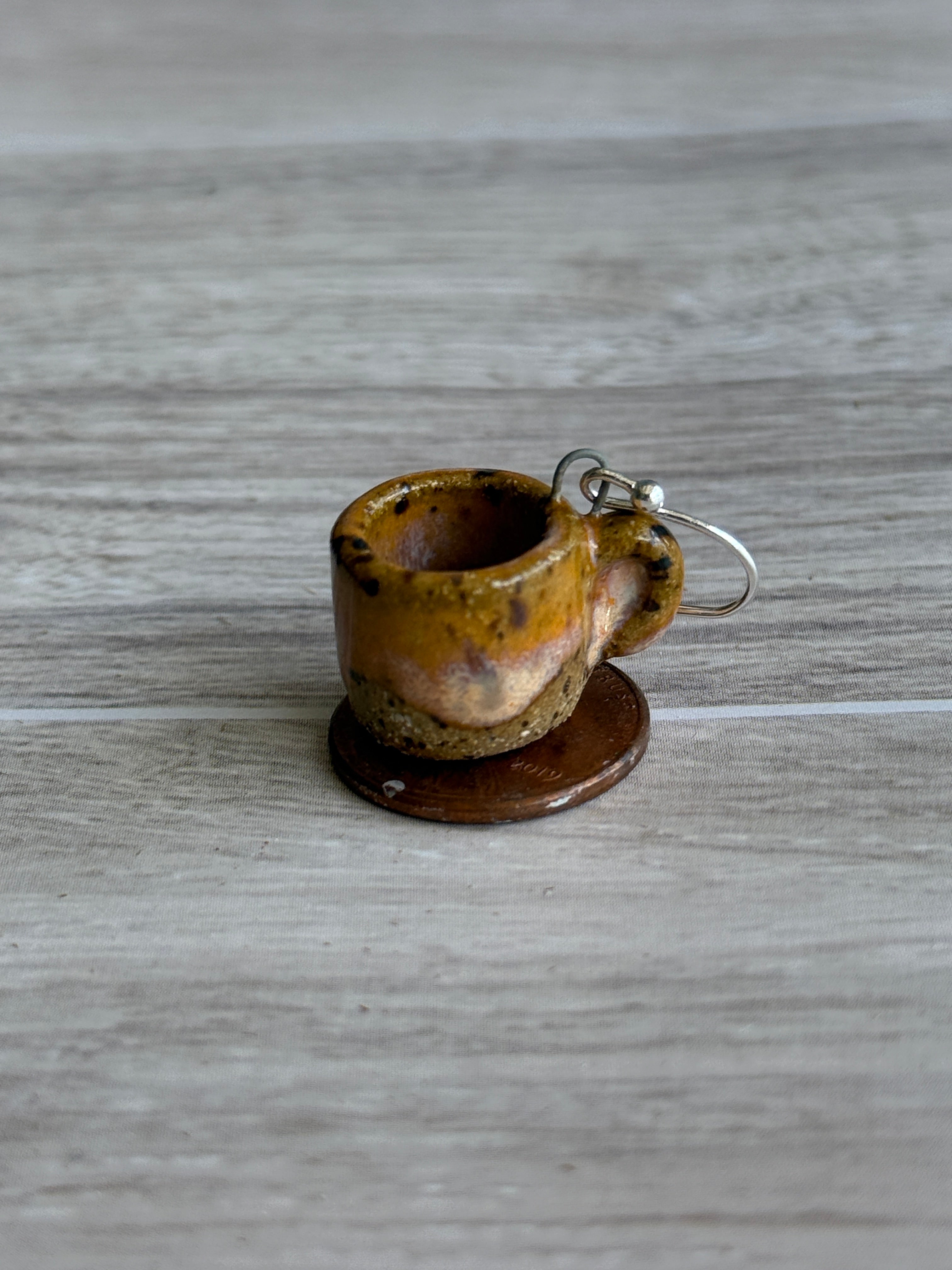 Peachy Dreams Speckled Mini Mug Earrings
