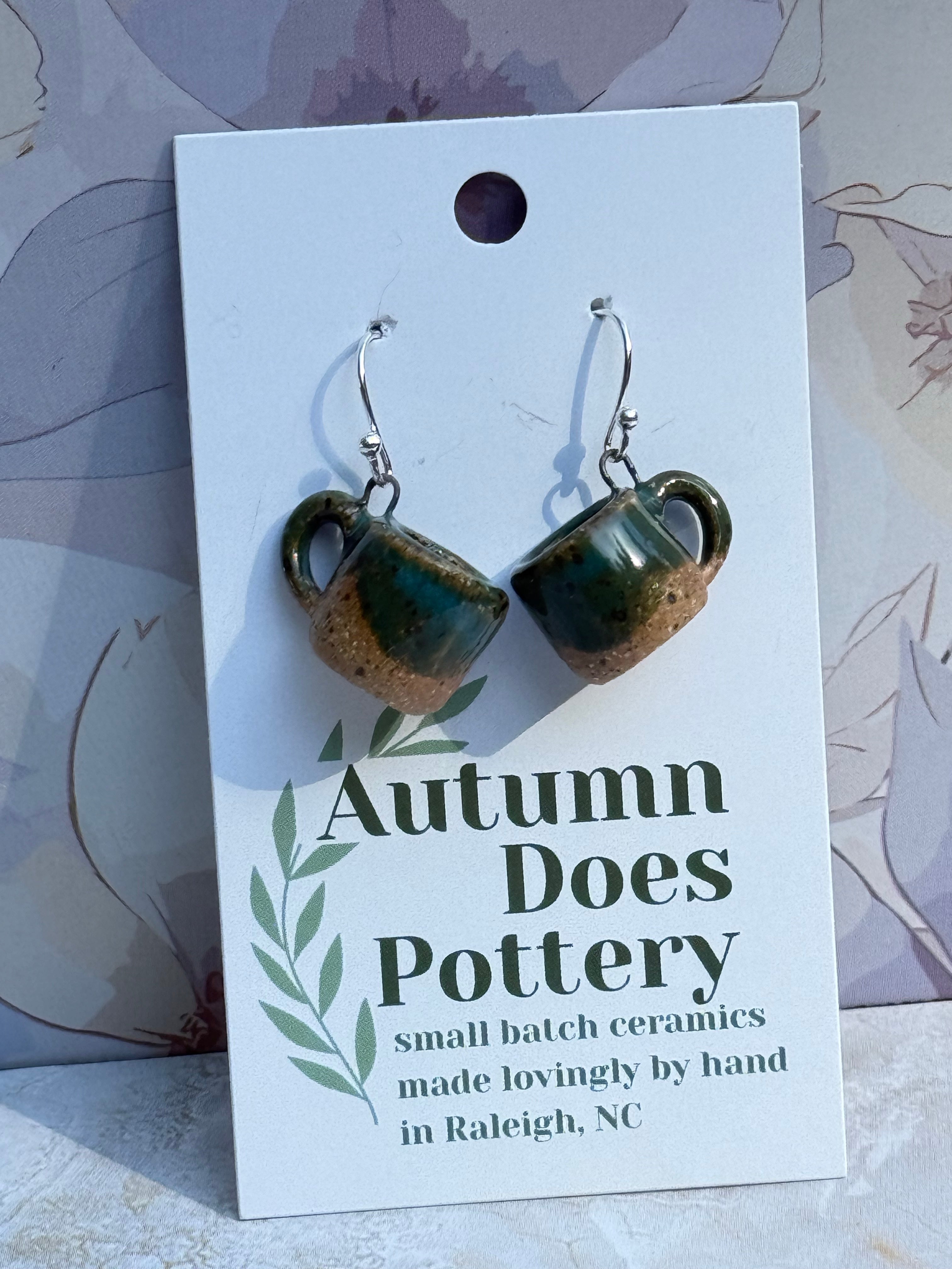 Tropical Teal Dreams Mini Mug Earrings