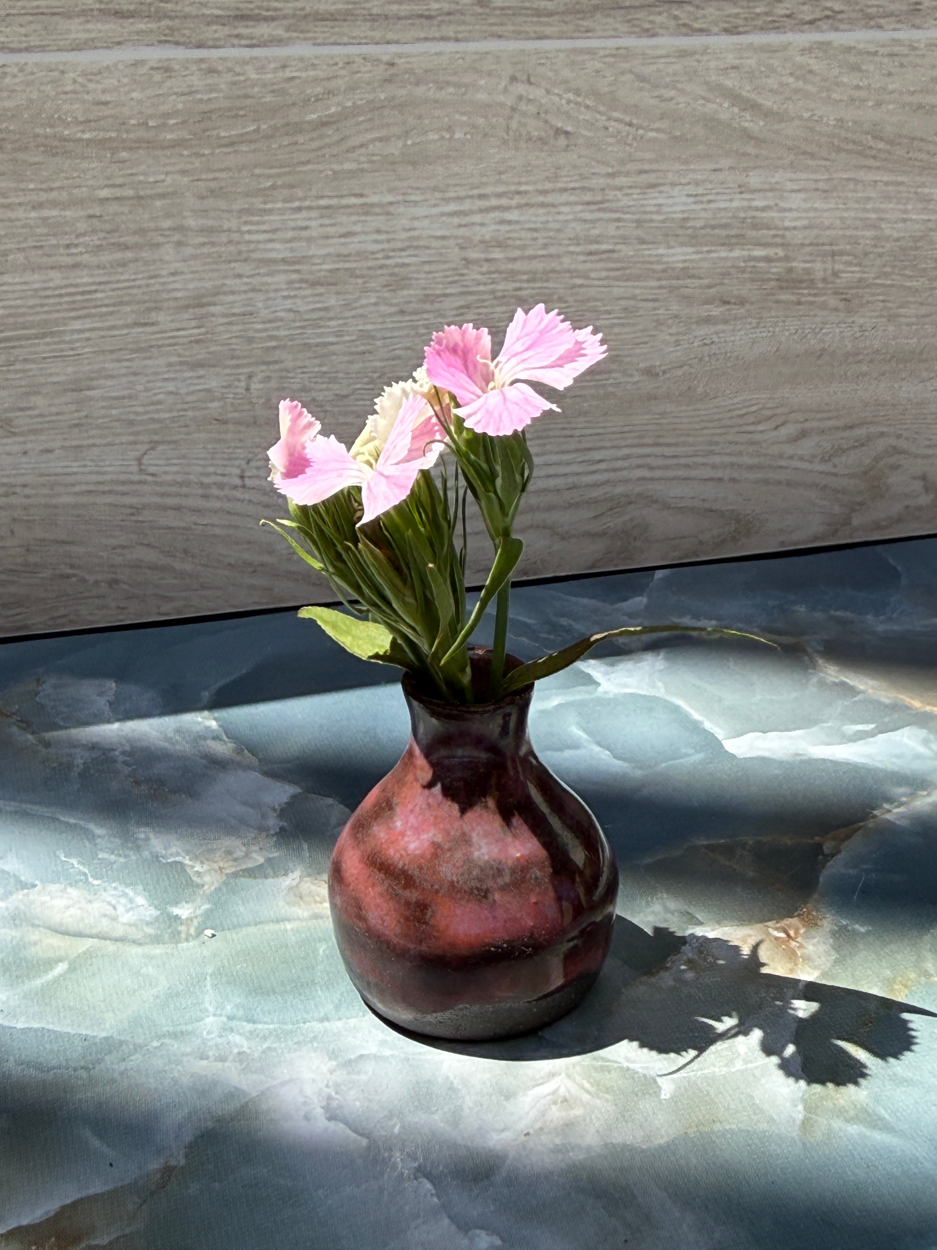 Bud Vase - Pink on Dark Clay