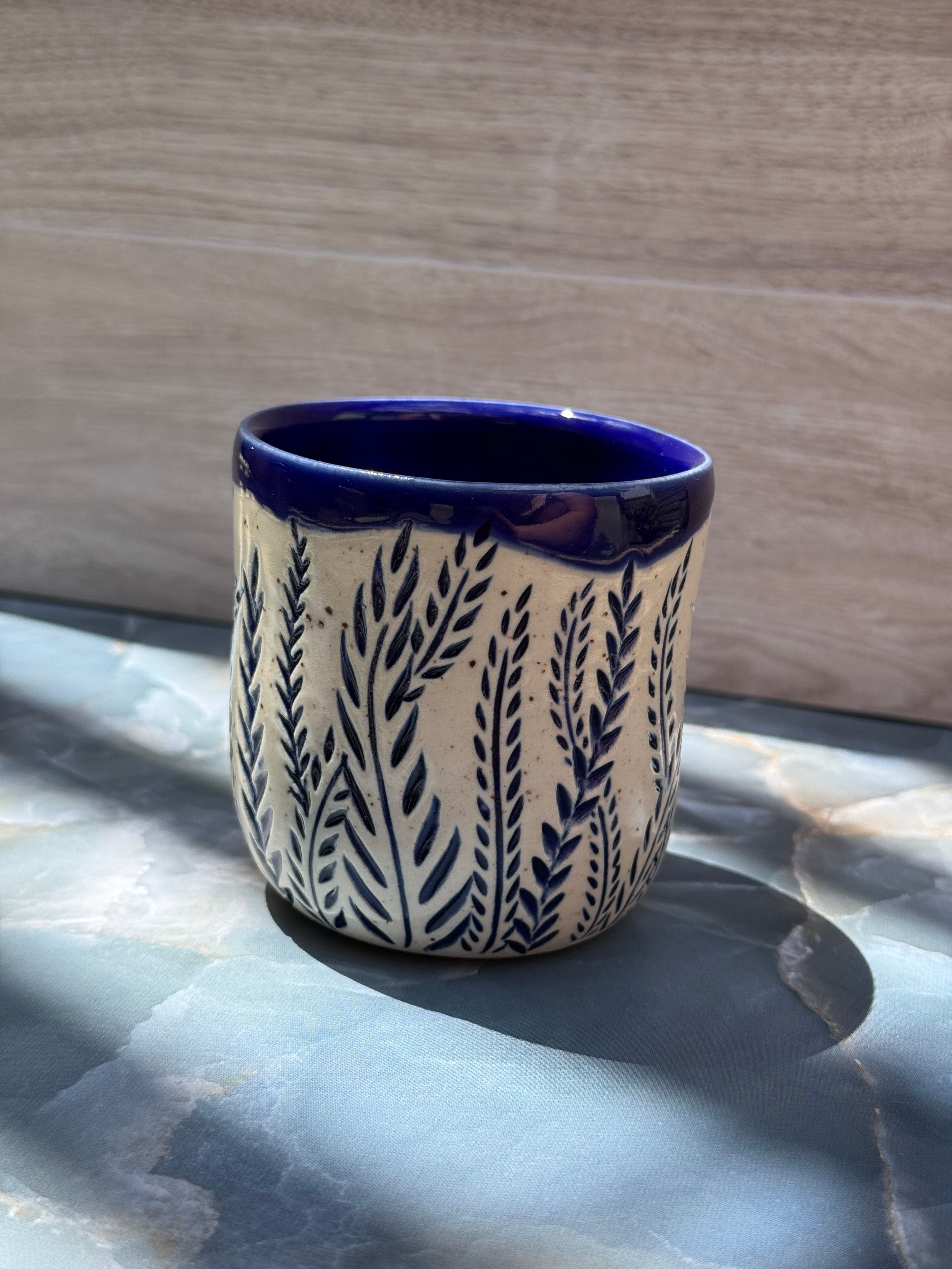 Thumbprint Tumbler - Cobalt Ferns 3