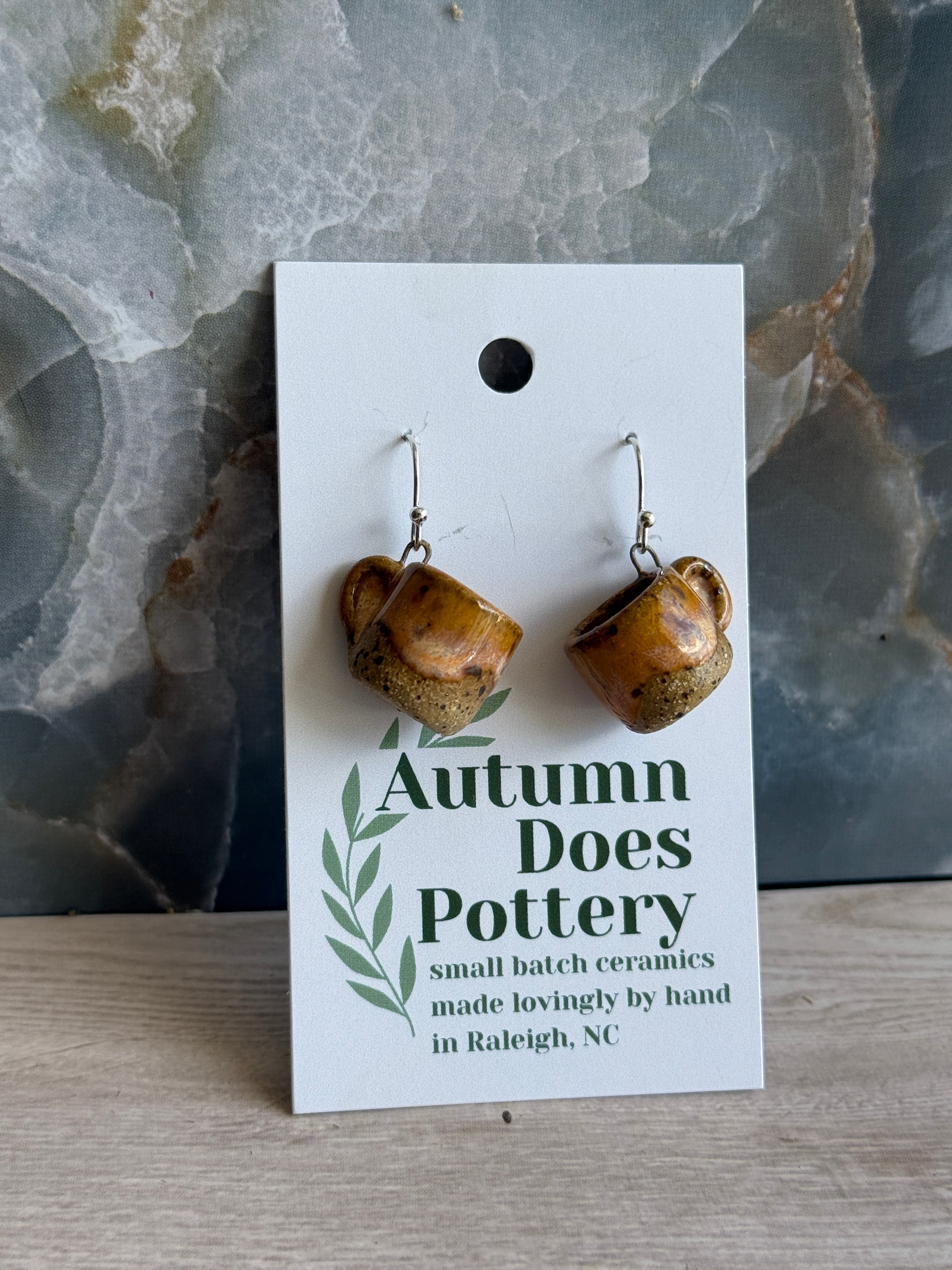 Peachy Dreams Speckled Mini Mug Earrings