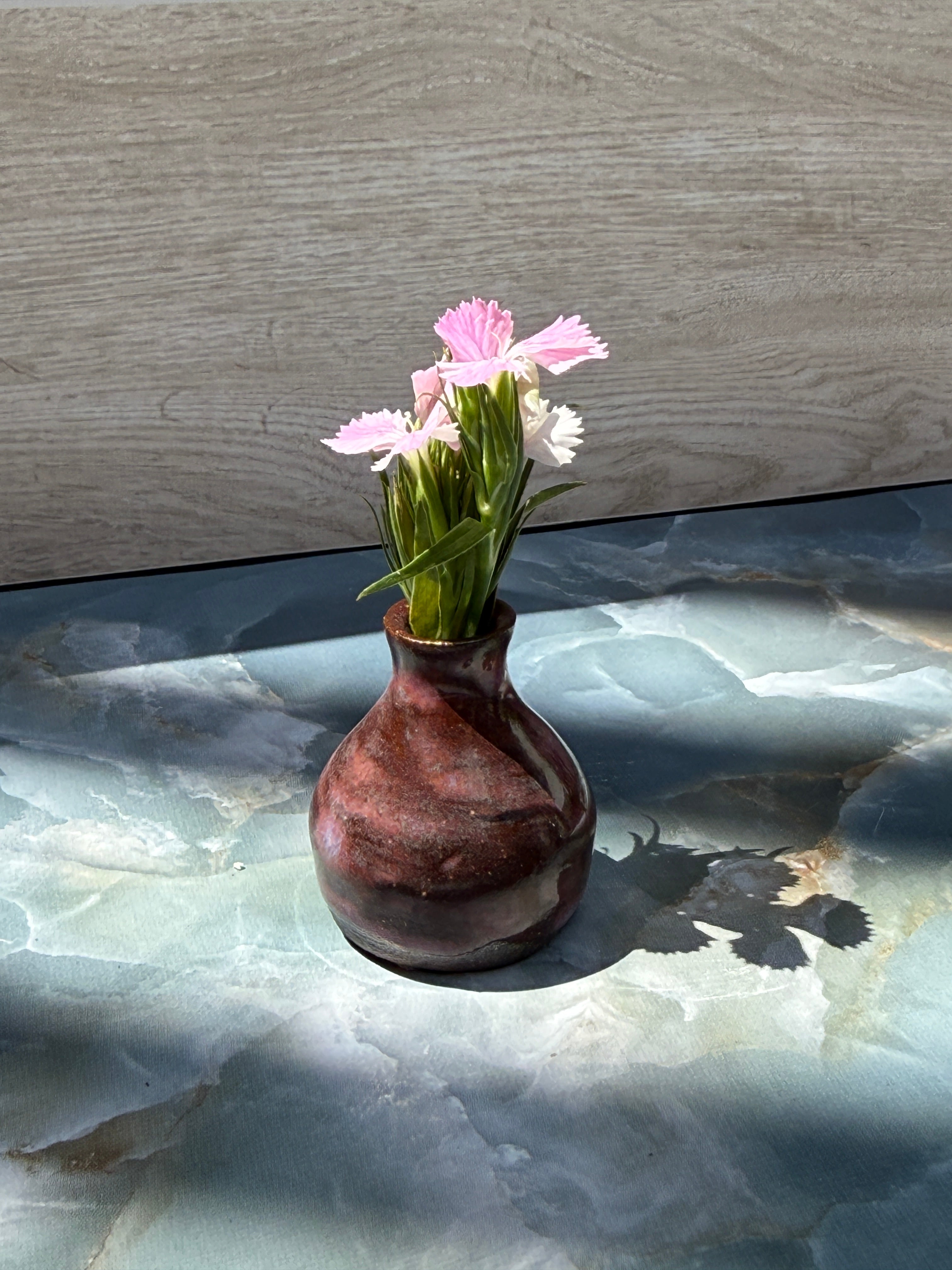 Bud Vase - Pink on Dark Clay