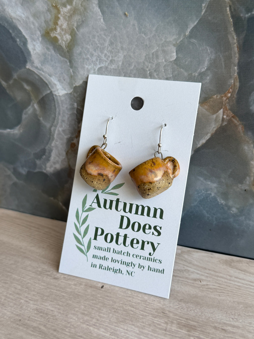 Peachy Dreams Speckled Mini Mug Earrings