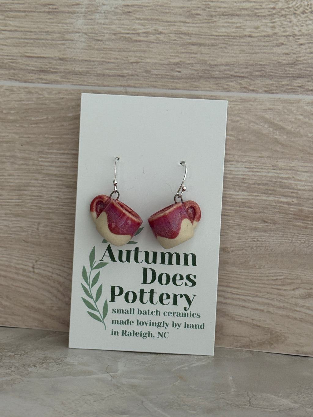 Raspberry Dreams White Clay Mini Mug Earrings