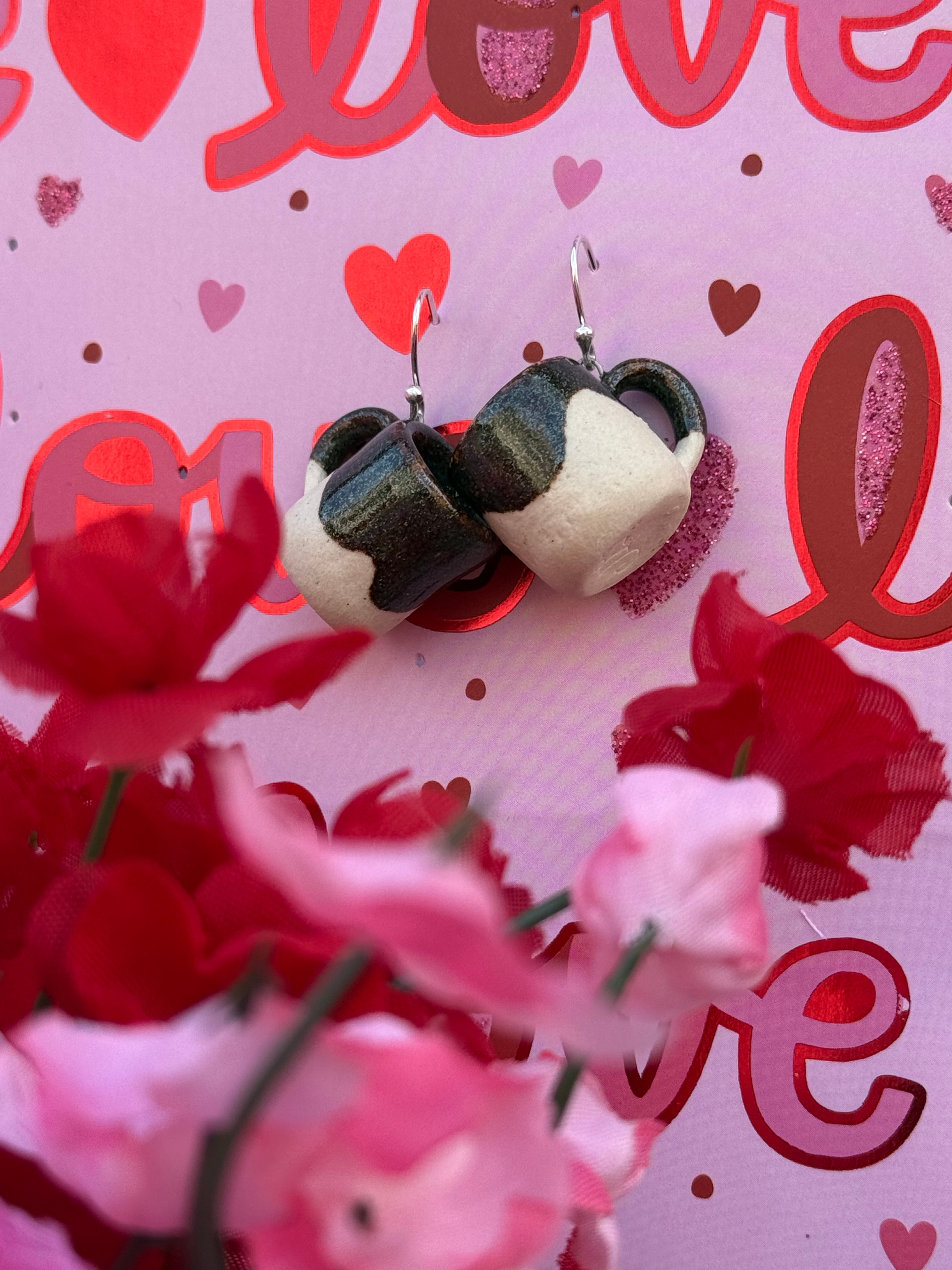 White Stoneware Mini Mug Earrings