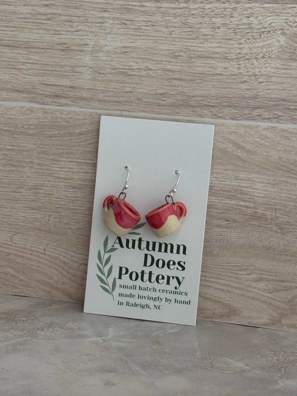 Peony Dreams White Clay Mini Mug Earrings