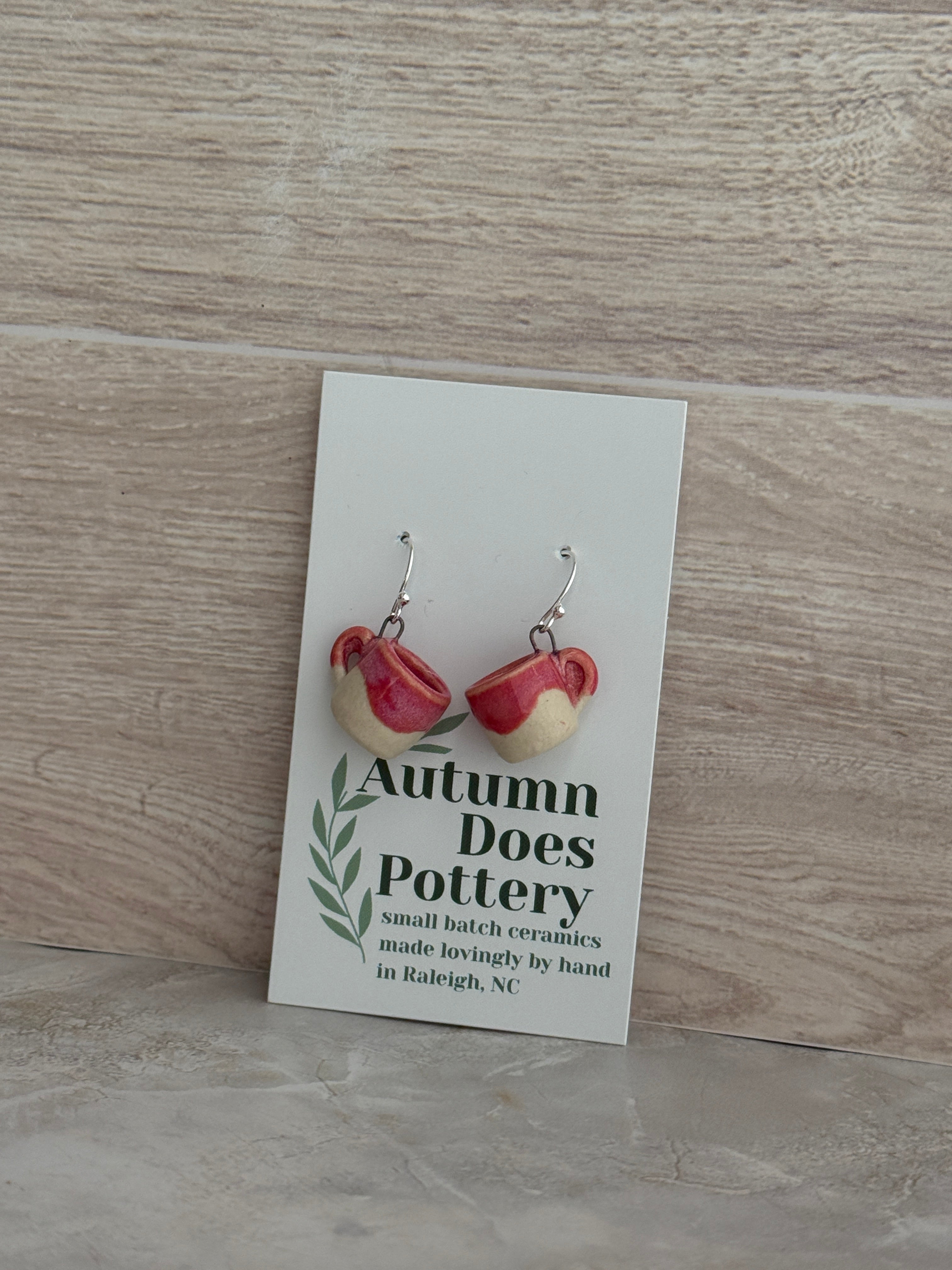 Peony Dreams White Clay Mini Mug Earrings