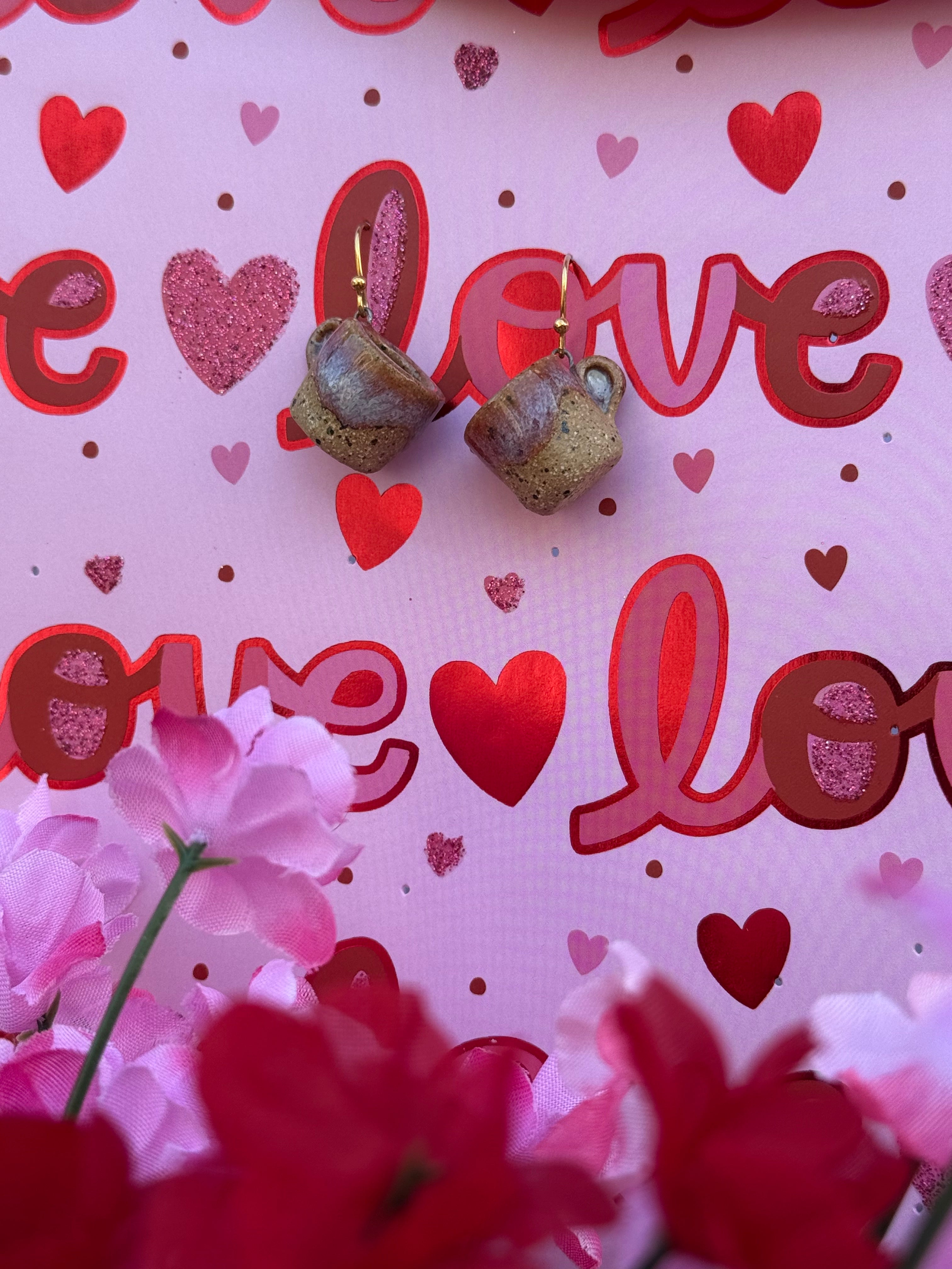 Speckled Stoneware Mini Mug Earrings