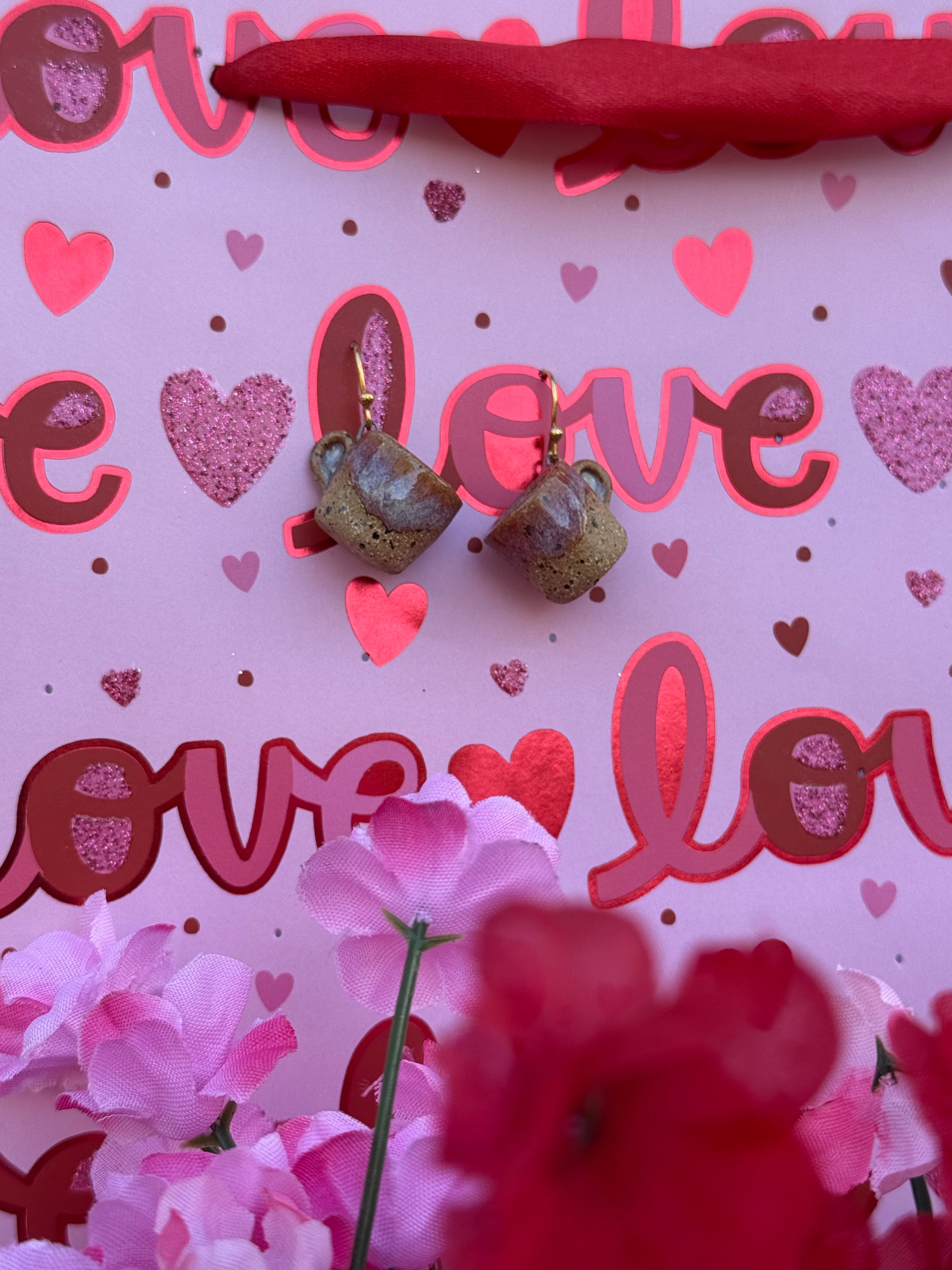 Speckled Stoneware Mini Mug Earrings