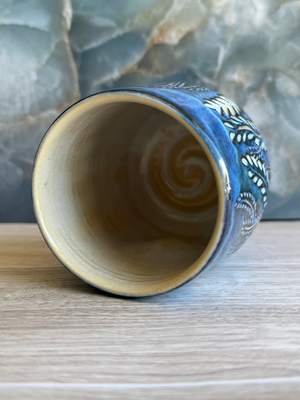 Thumbprint Tumbler - Blue Pearl Ferns 1