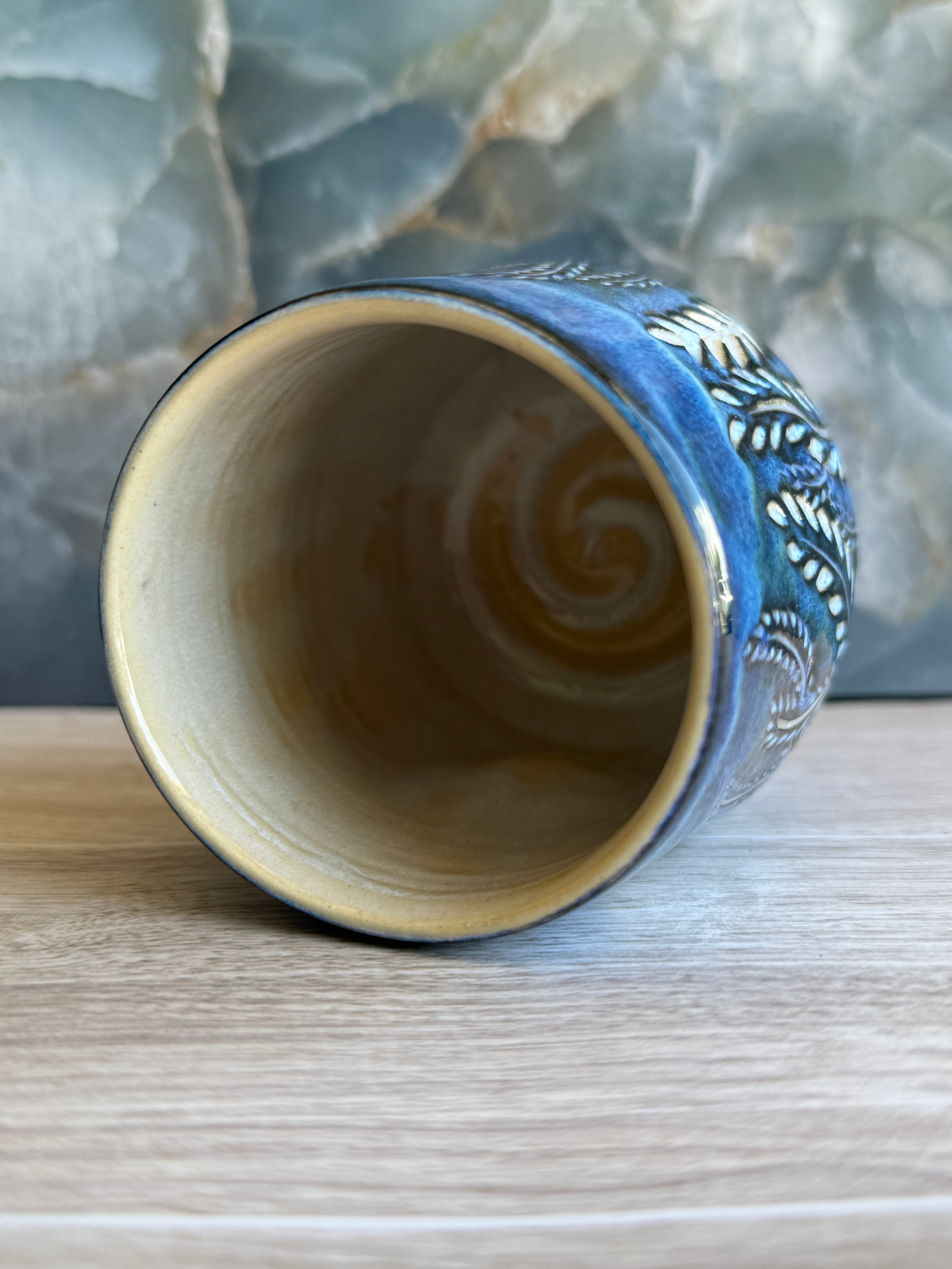 Thumbprint Tumbler - Blue Pearl Ferns 1