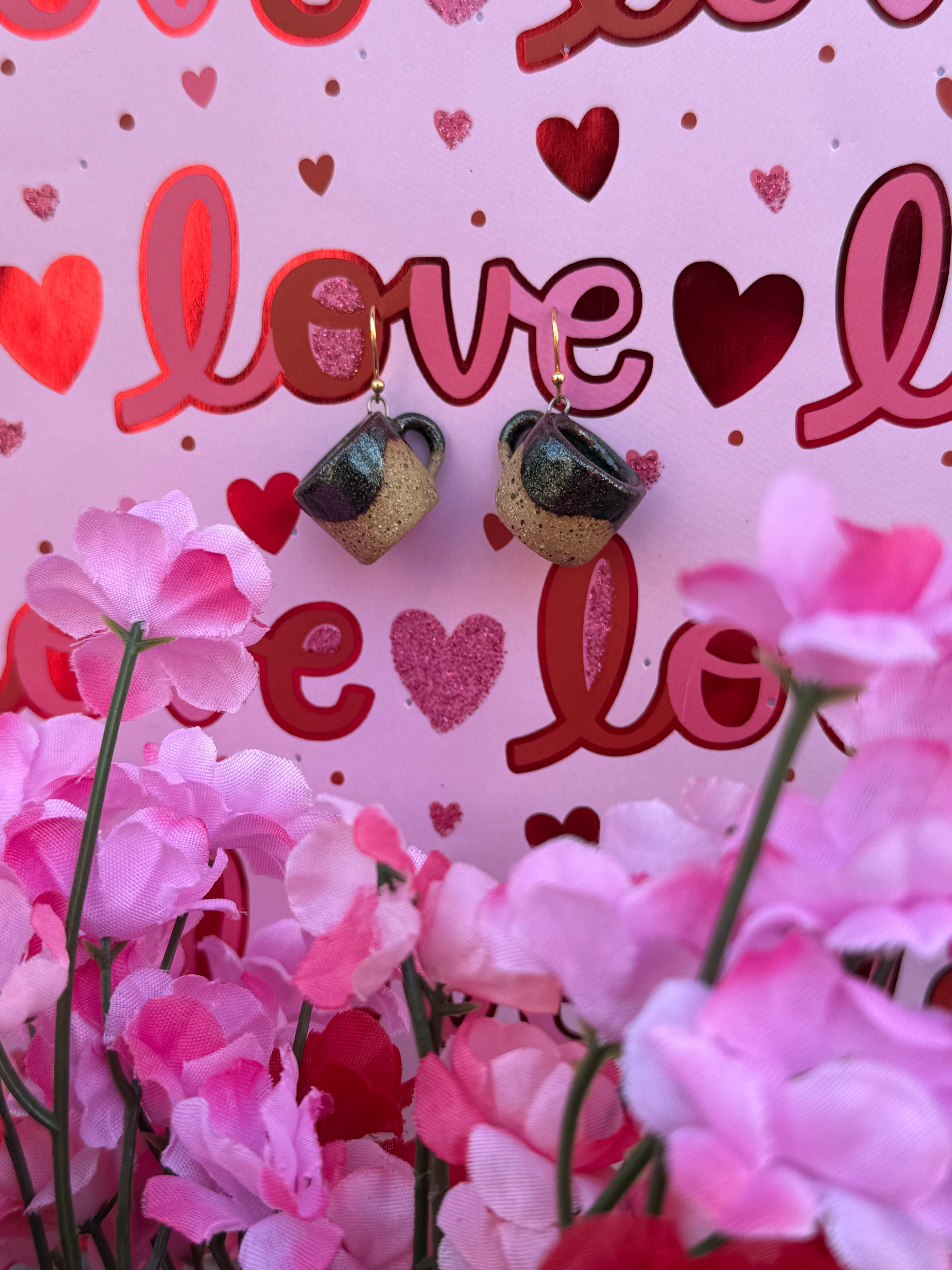 Speckled Stoneware Mini Mug Earrings