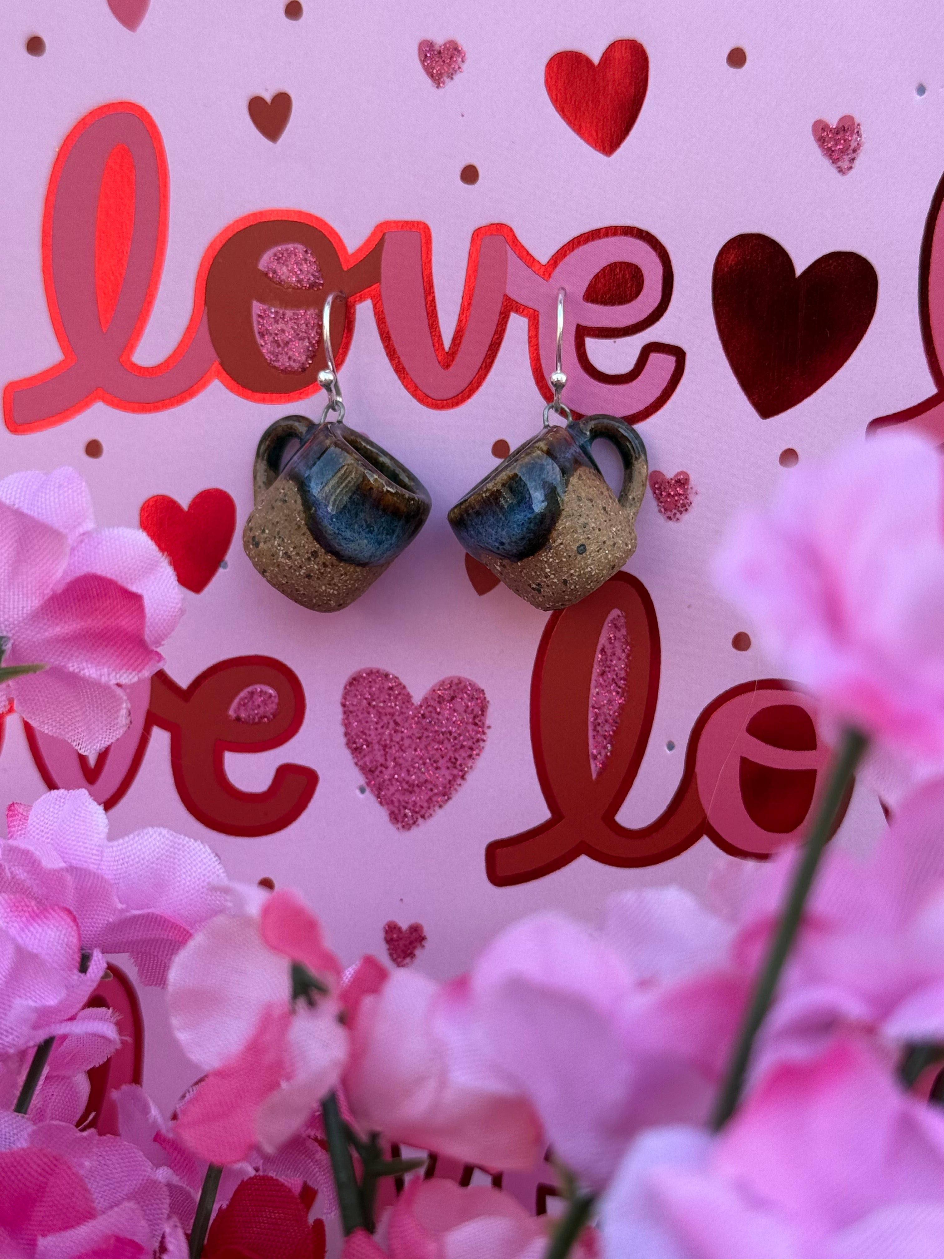 Speckled Stoneware Mini Mug Earrings