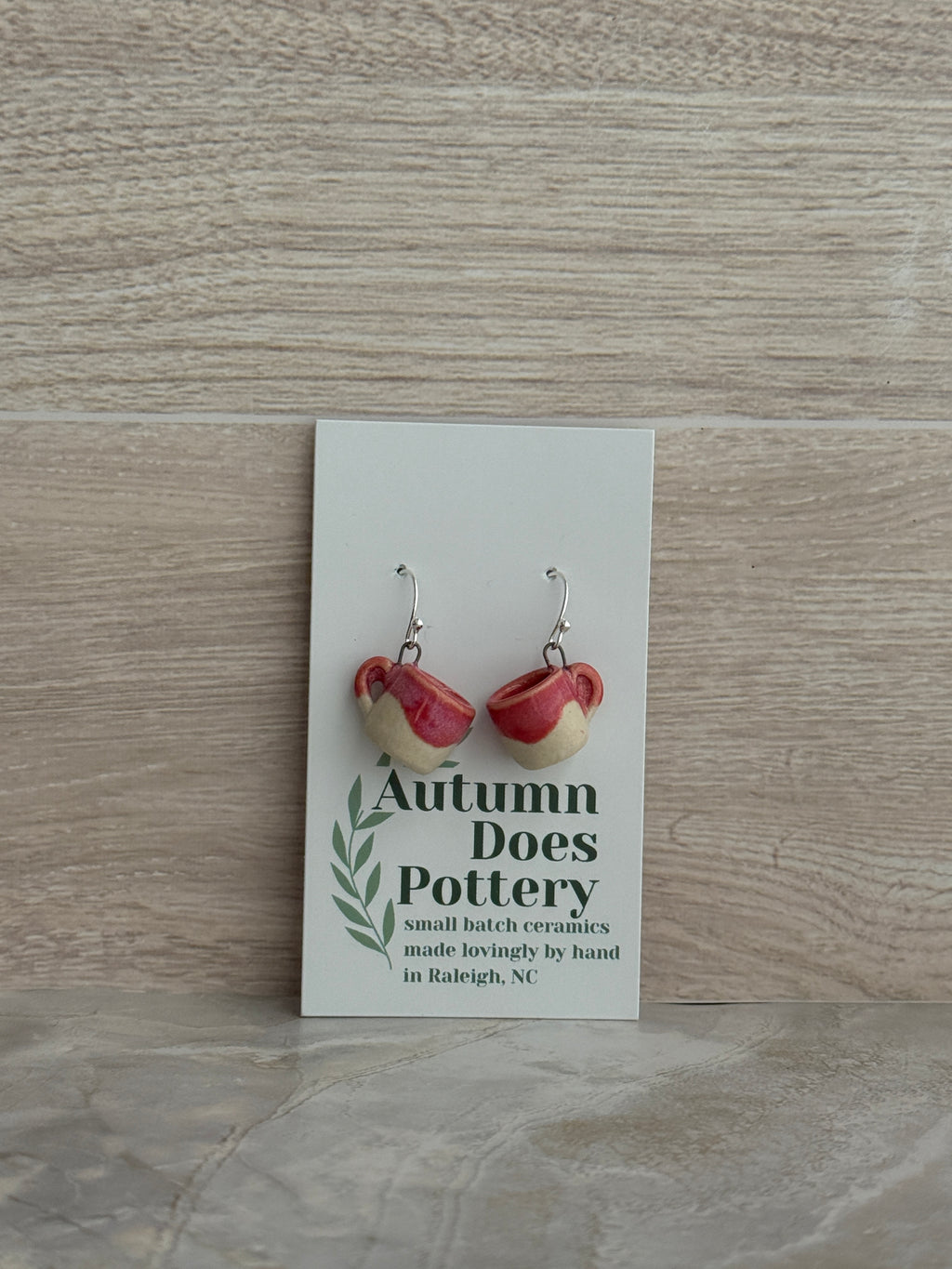 Peony Dreams White Clay Mini Mug Earrings