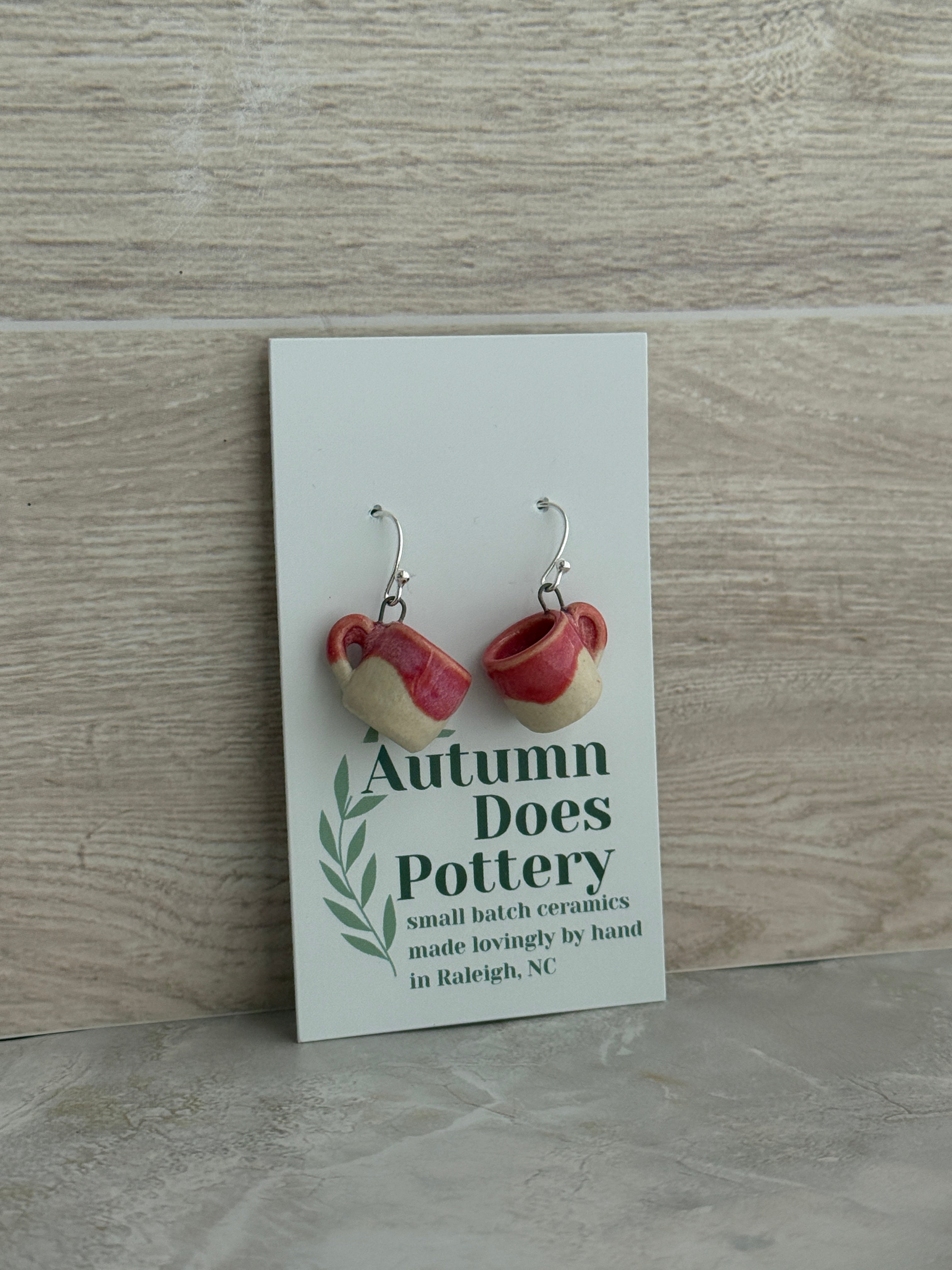 Peony Dreams White Clay Mini Mug Earrings